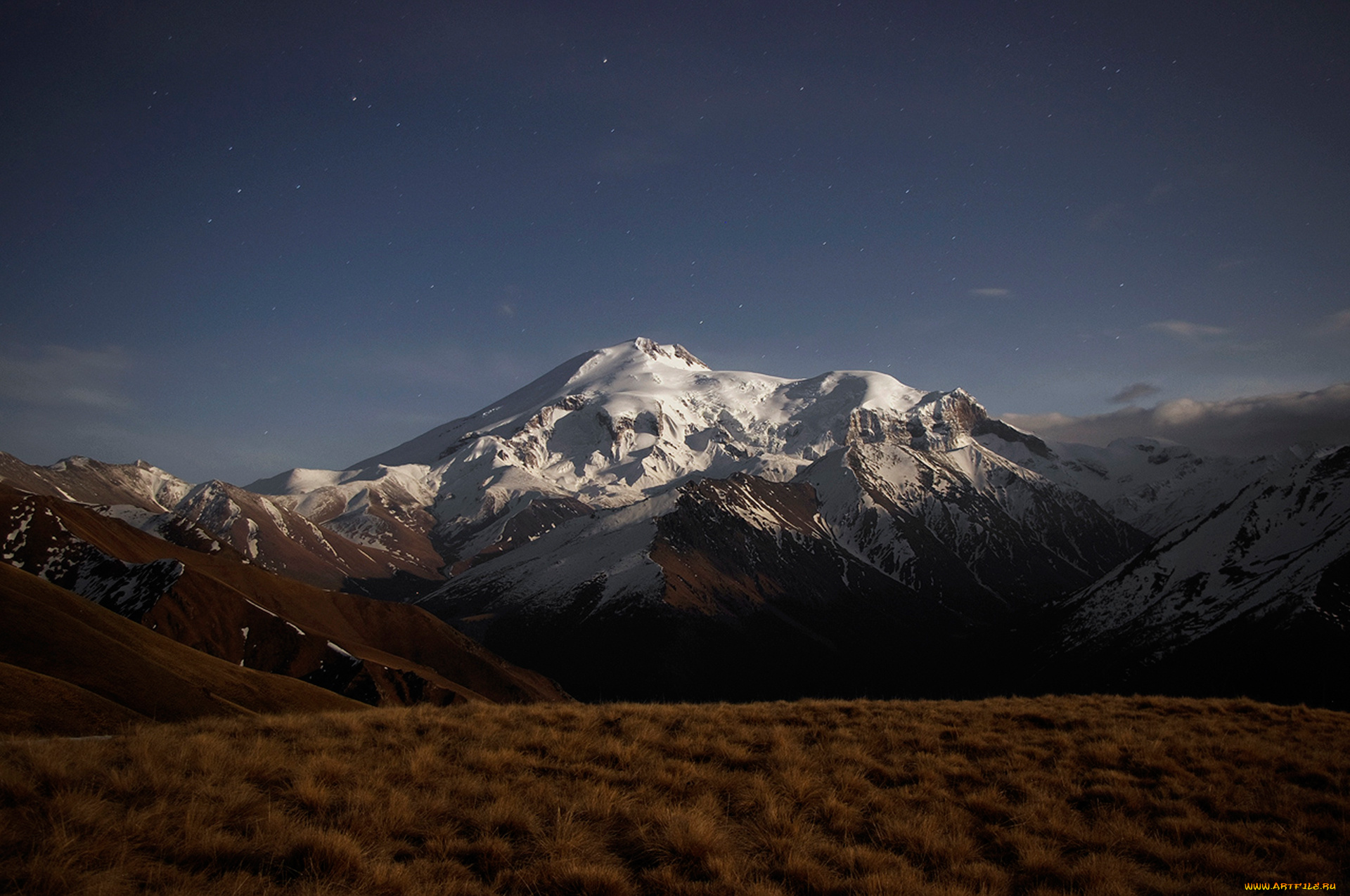 природа, горы, вид, заснеженные, вершины, пейзаж