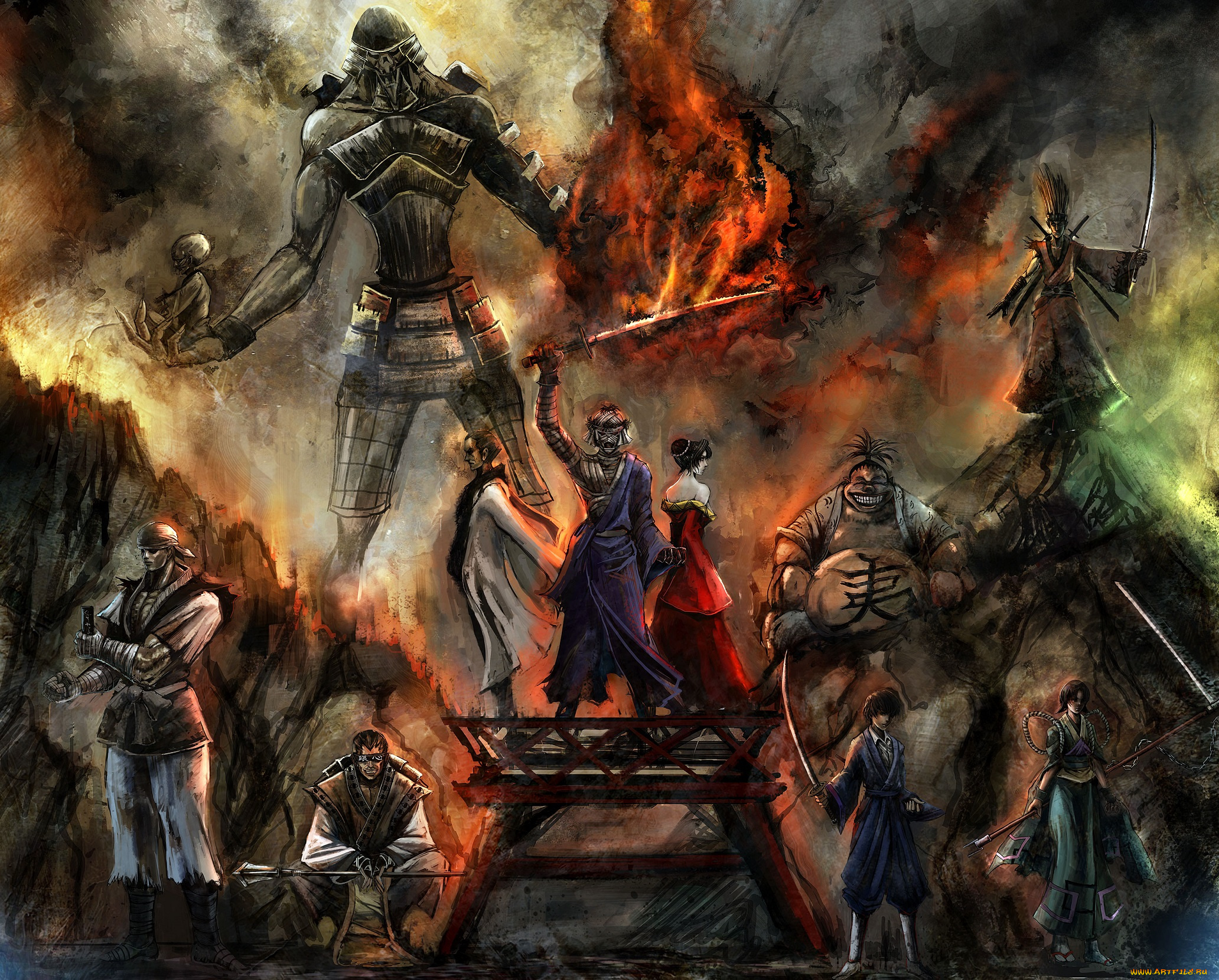 аниме, rurouni, kenshin, арт, люди