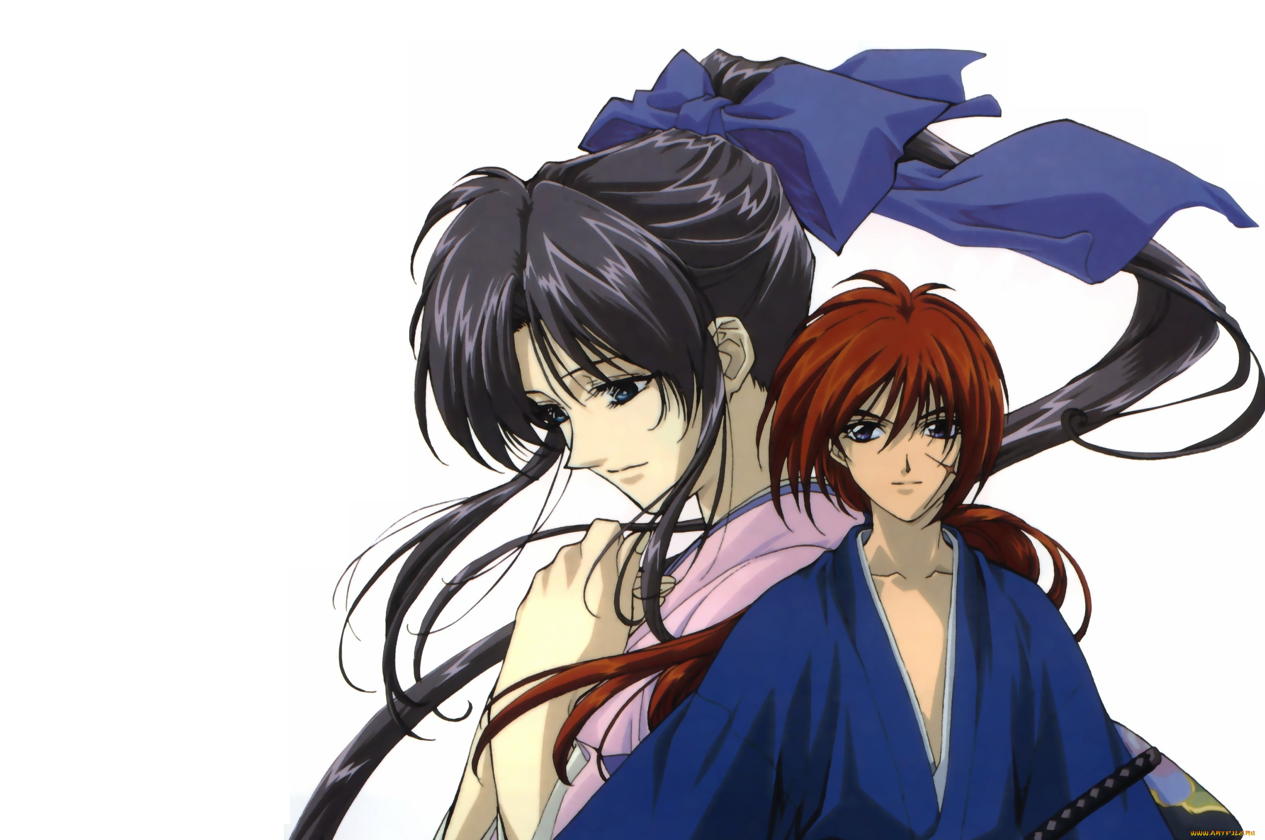 аниме, rurouni, kenshin, девушка, парень