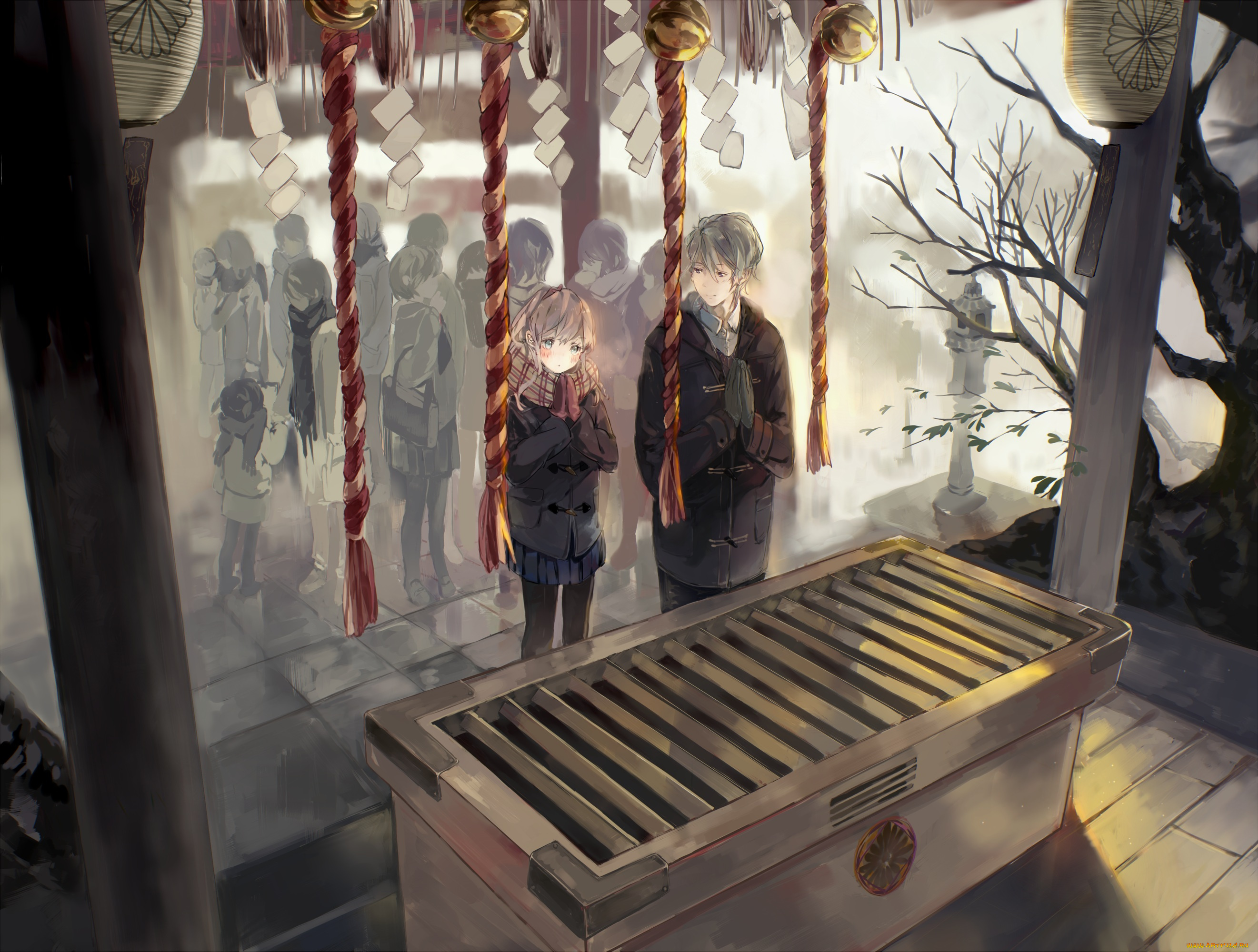 аниме, город, , улицы, , здания, люди, улица