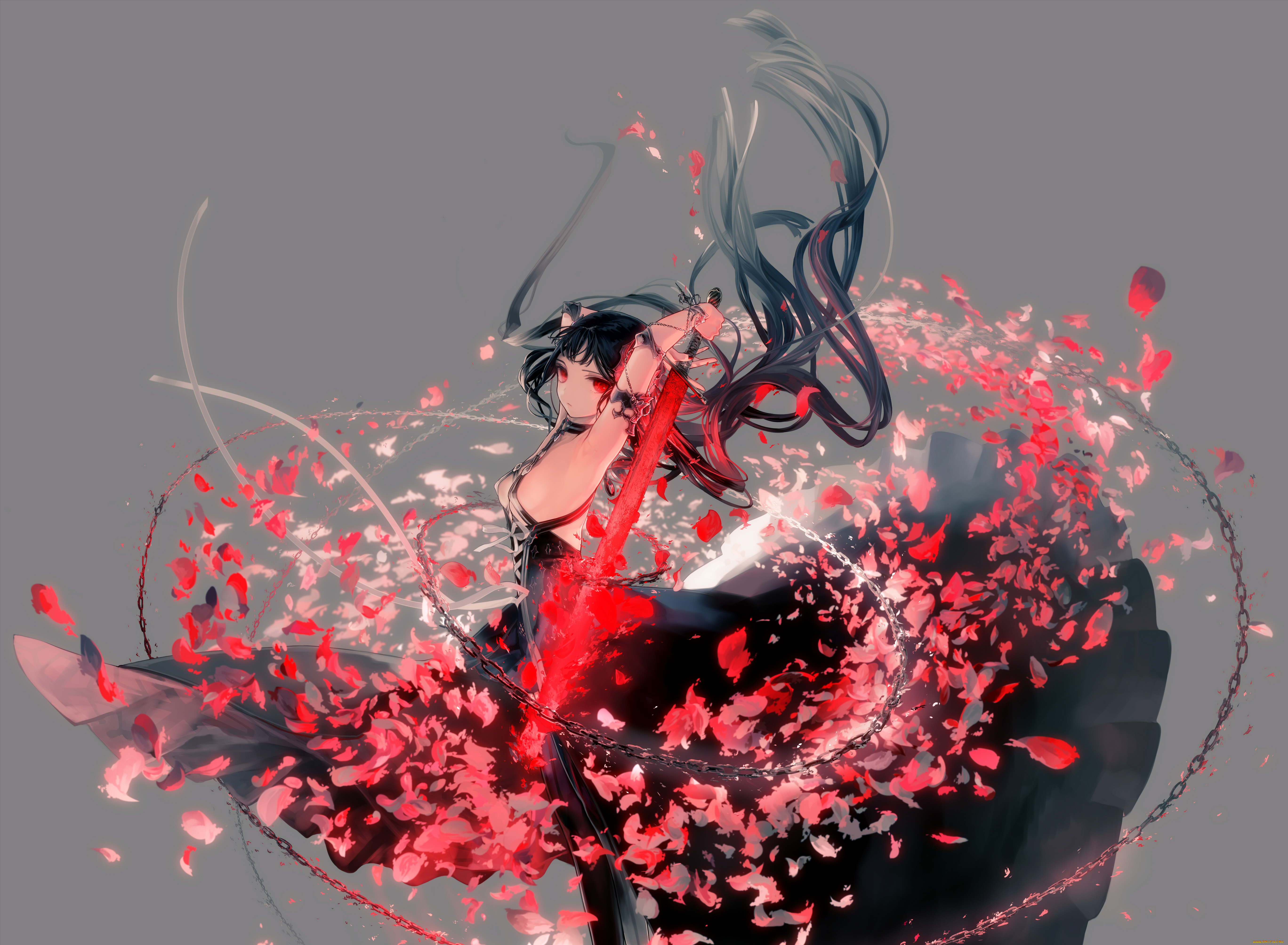 аниме, оружие, , техника, , технологии, цепь, меч, девушка