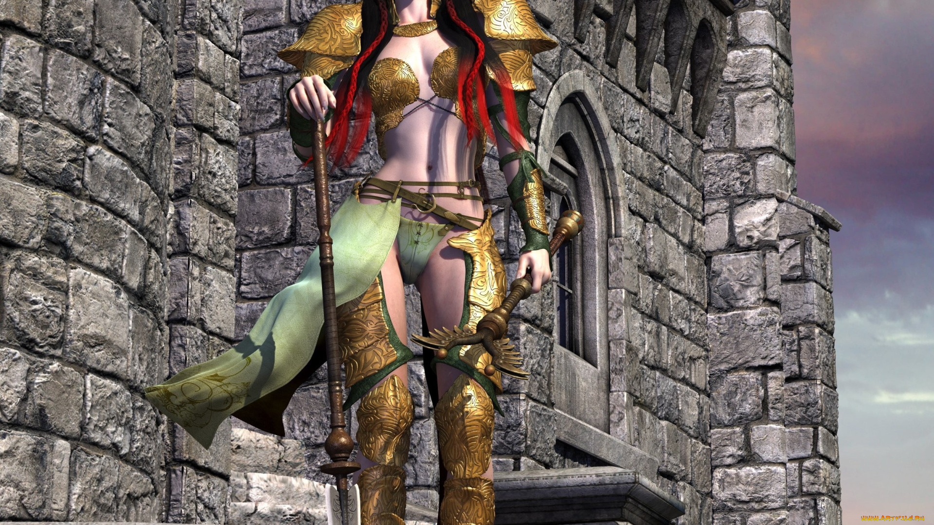 3д, графика, эльфы, , elves, фон, взгляд, девушка