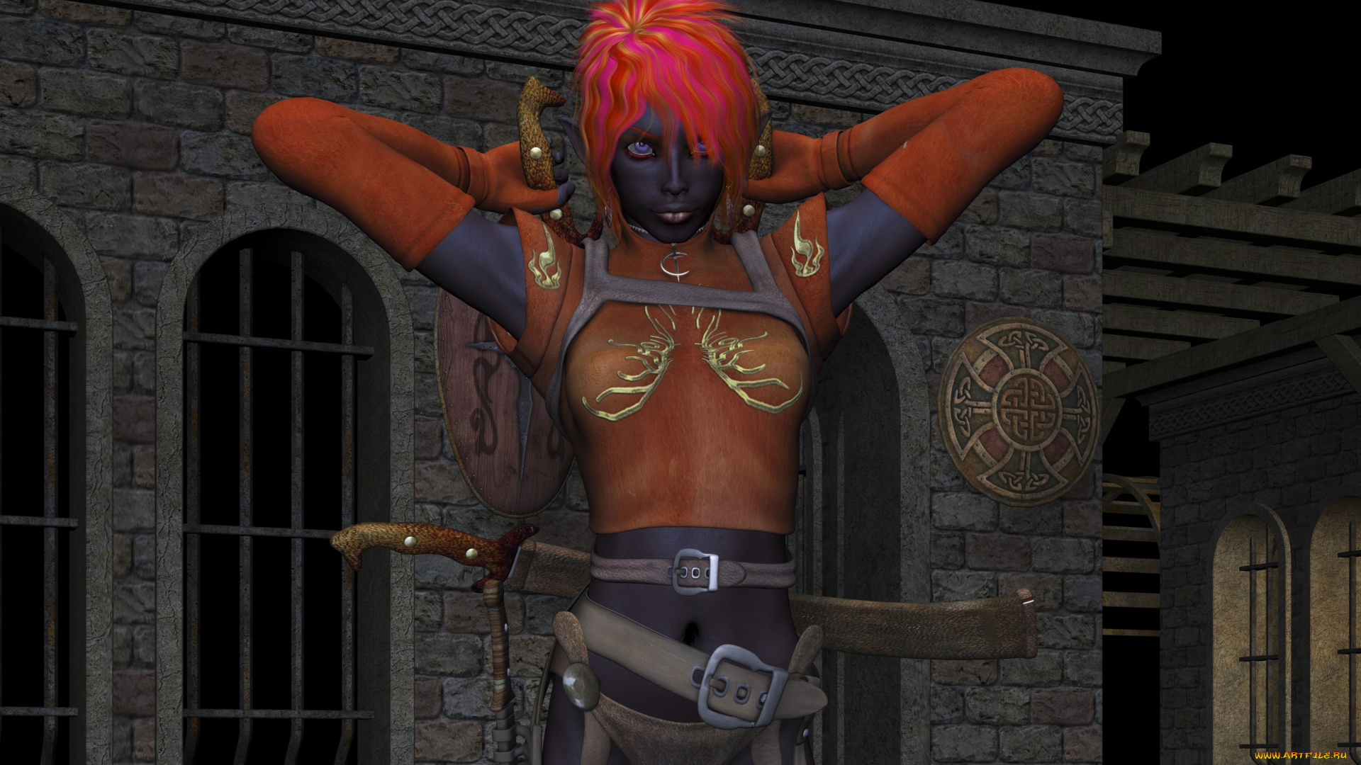 3д, графика, фантазия, , fantasy, фон, взгляд, девушка