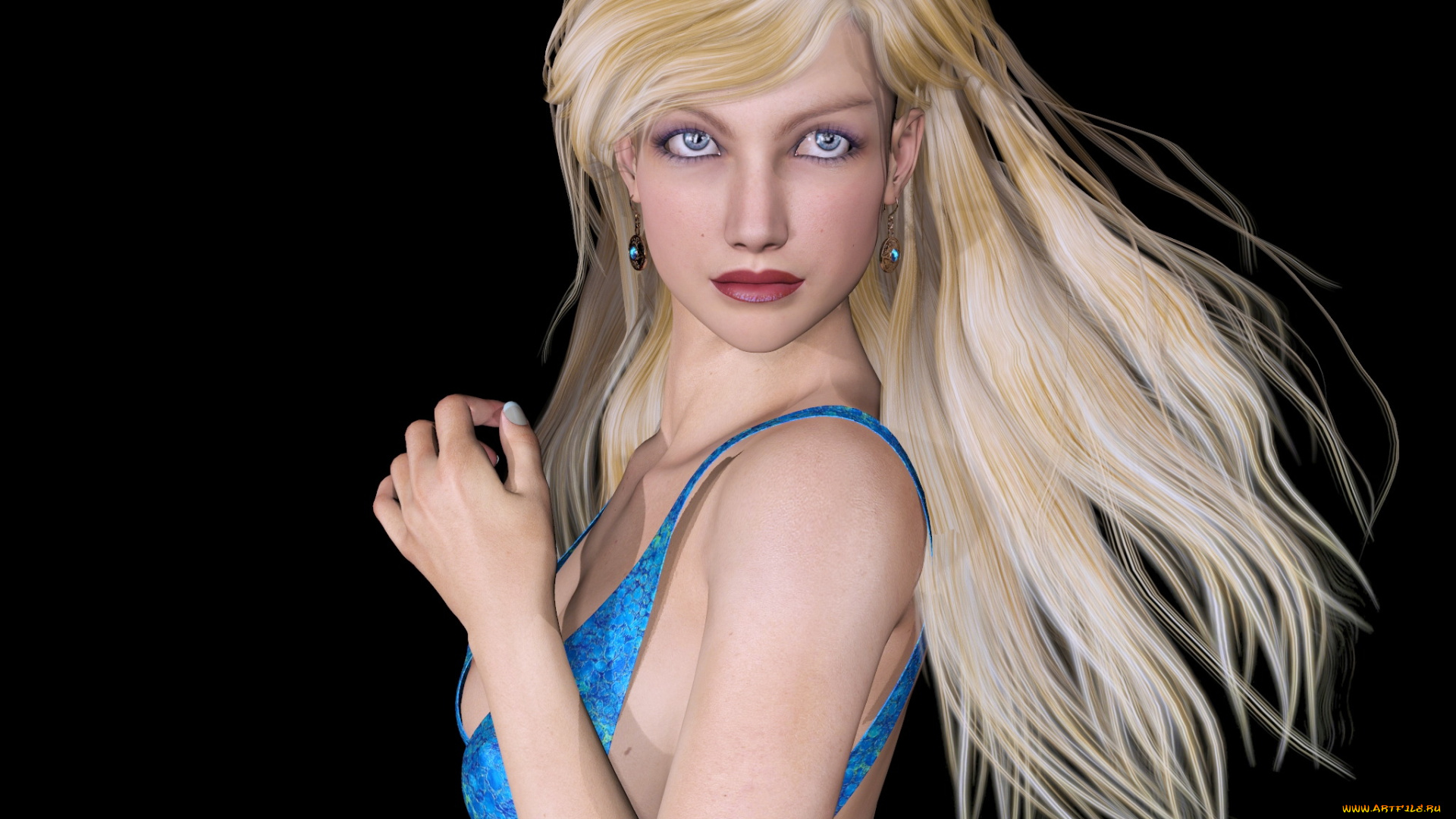 3д, графика, люди, , people, блондинка, фон, взгляд, девушка