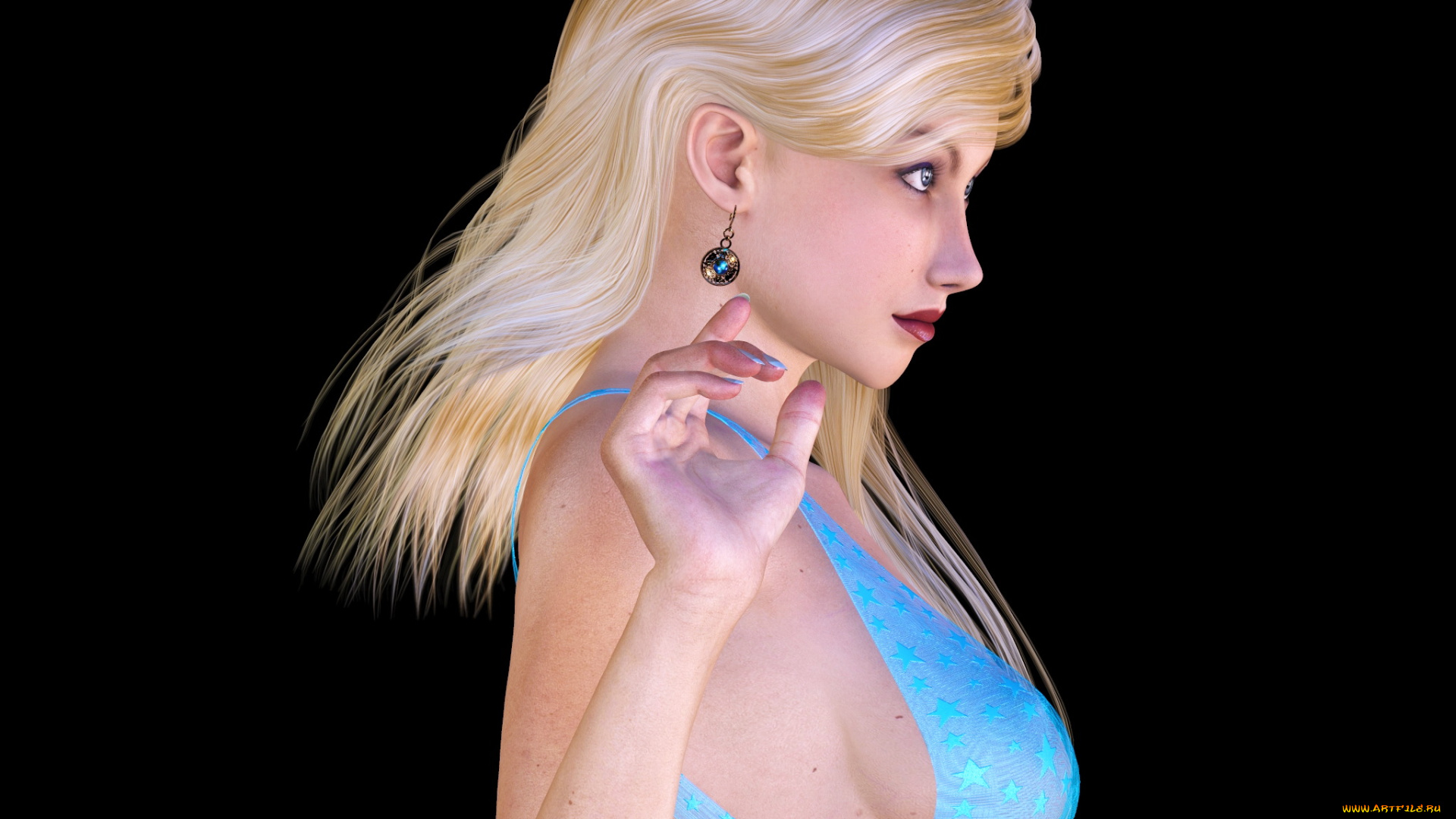 3д, графика, люди, , people, взгляд, девушка, блондинка, фон