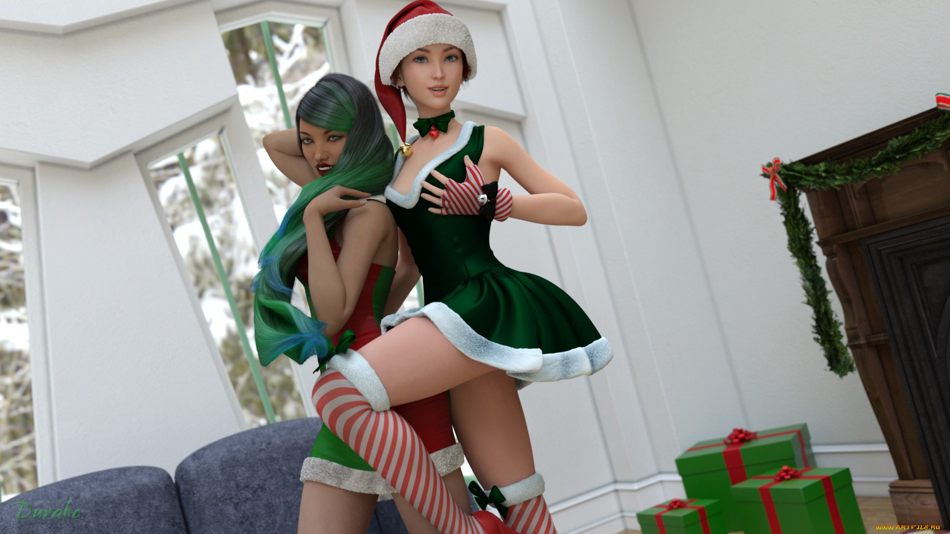 3д, графика, праздники, , holidays, девушки, фон, взгляд