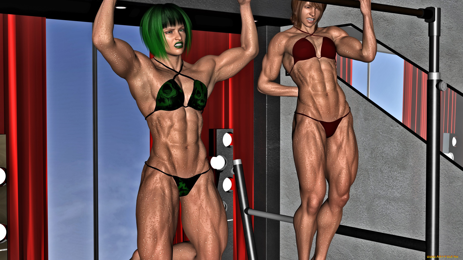 3д, графика, спорт, , sport, фон, взгляд, девушки