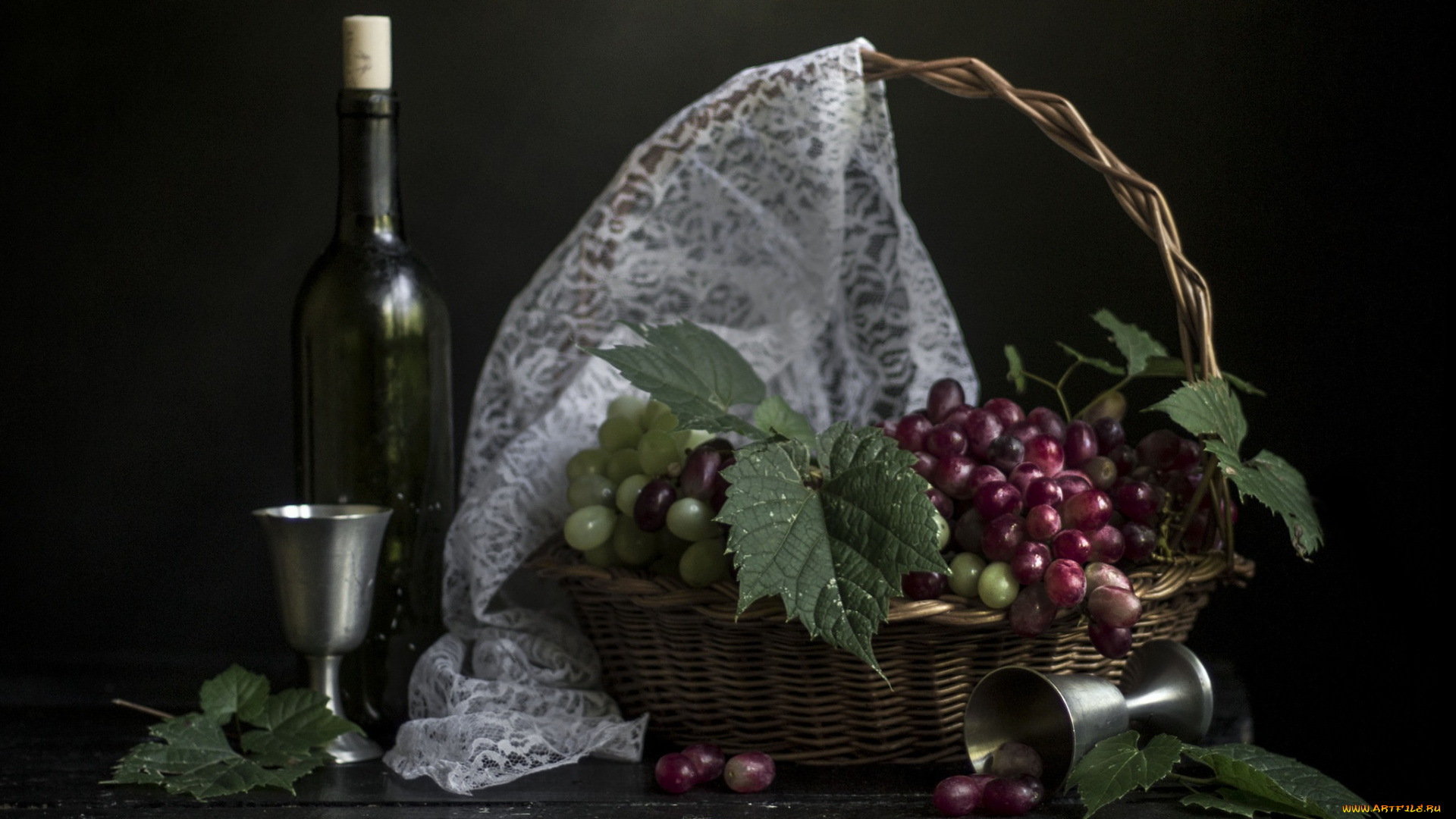 еда, натюрморт, лимон, виноград
