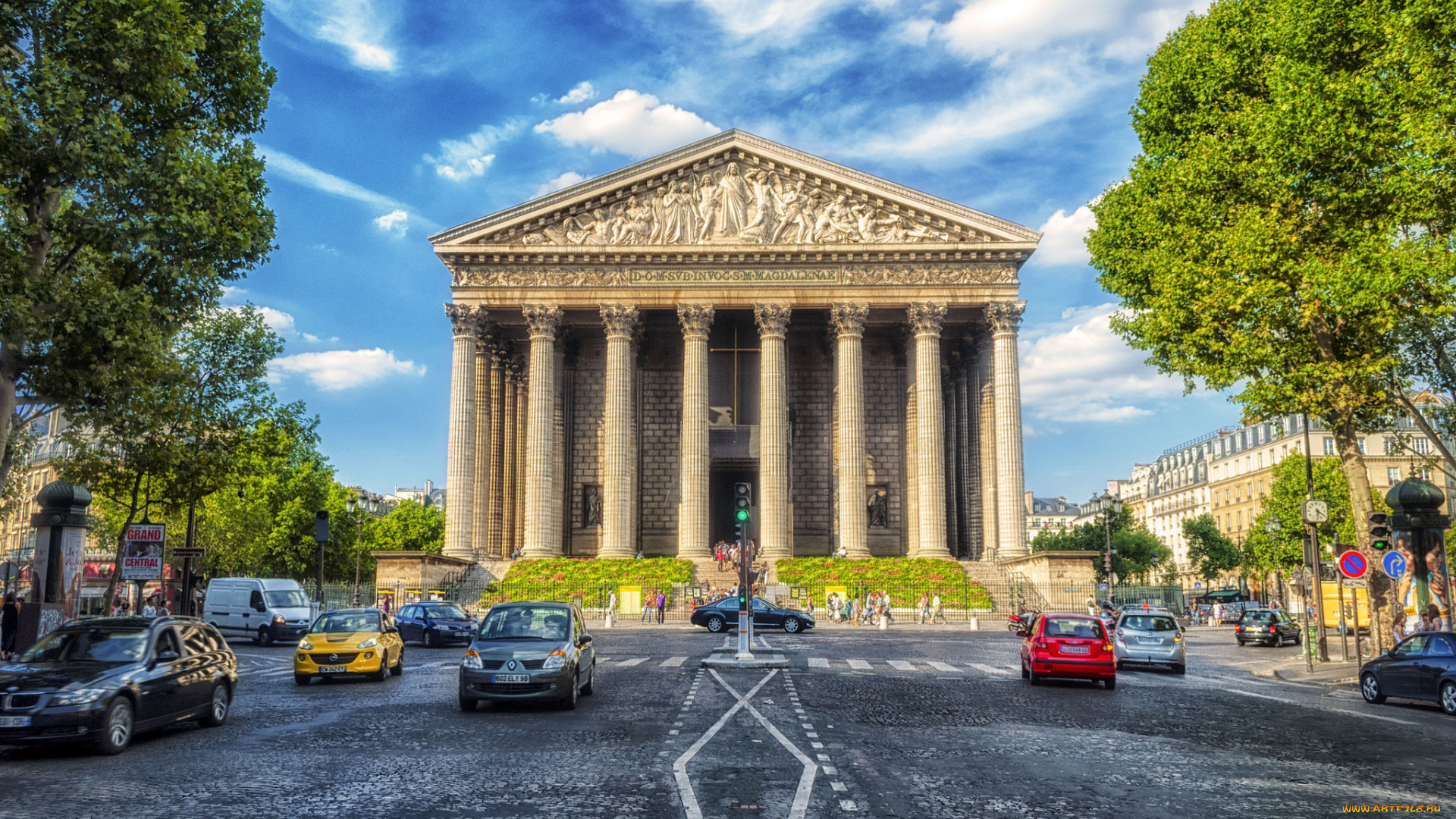 города, -, католические, соборы, , костелы, , аббатства, франция, улица, деревья, церковь, мадлен, городской, пейзаж, париж