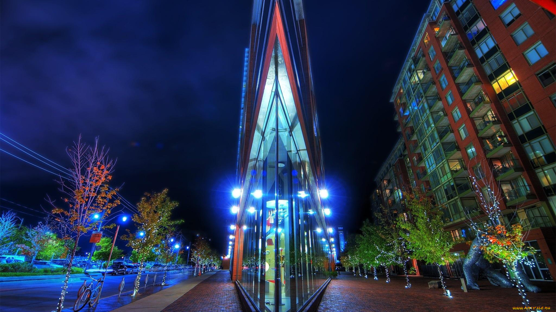 города, торонто, , канада, огни, вечер, улица