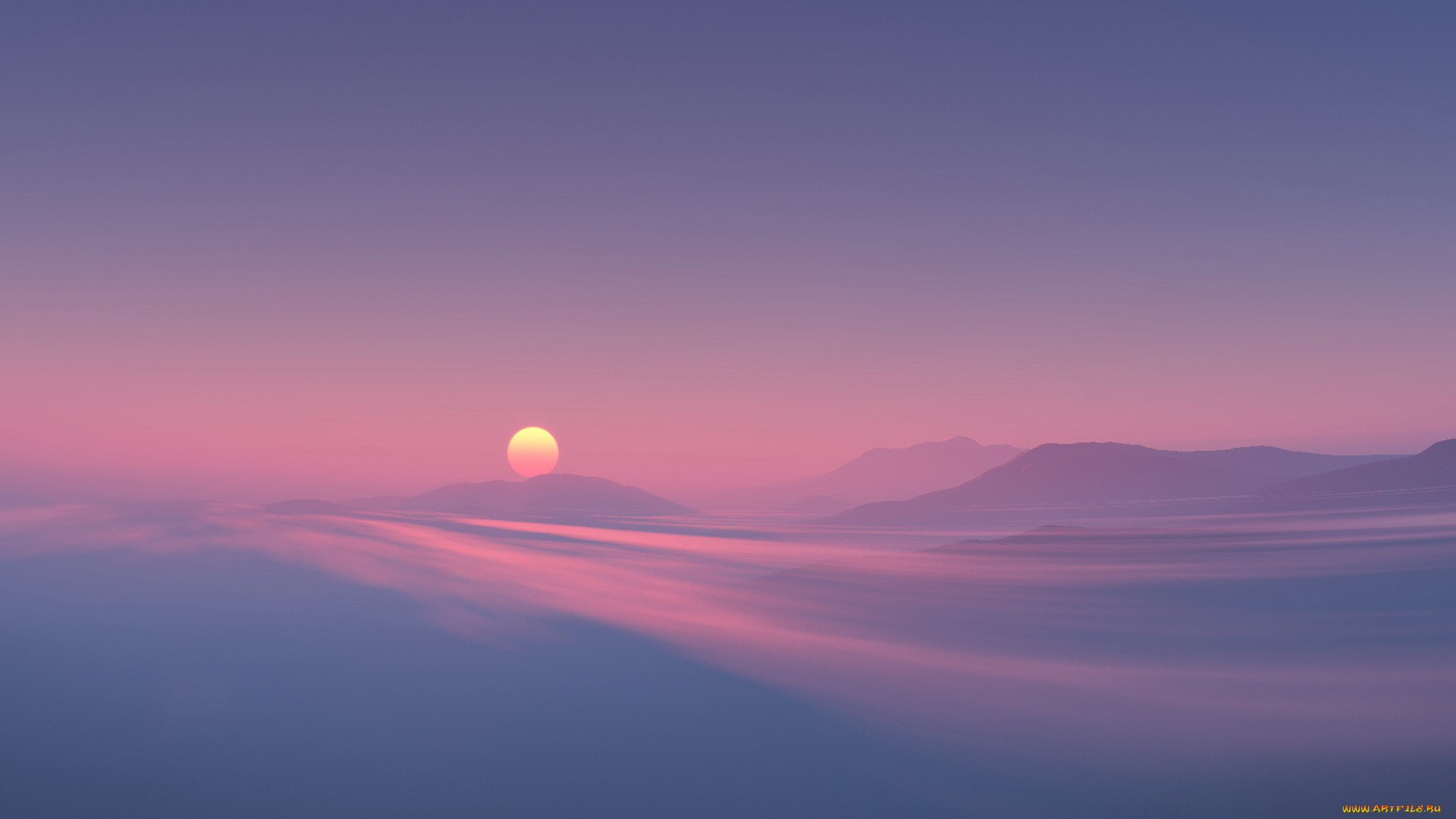 природа, восходы, закаты, холмы, дымка, закат