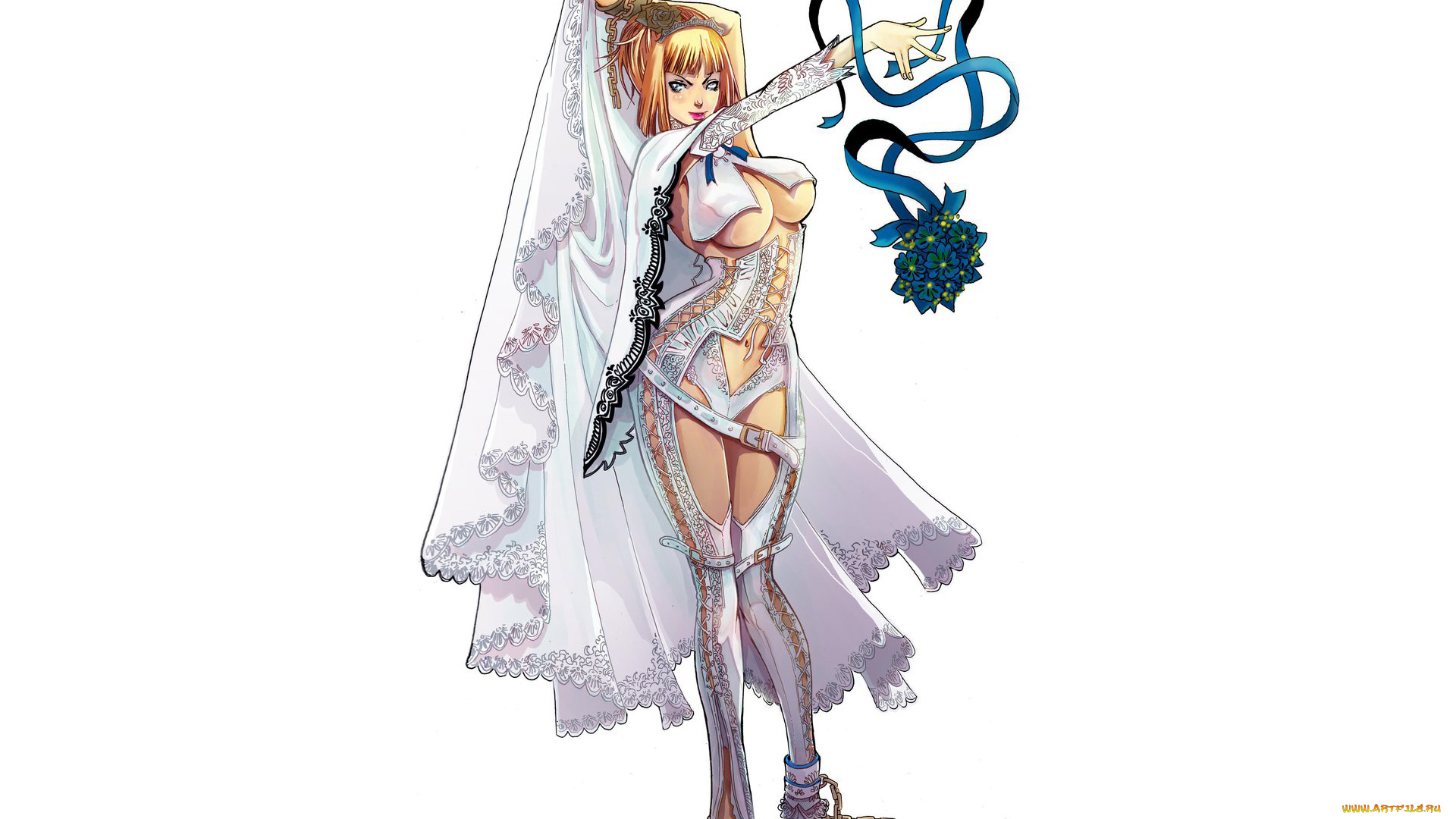 рисованное, комиксы, фон, девушка, взгляд