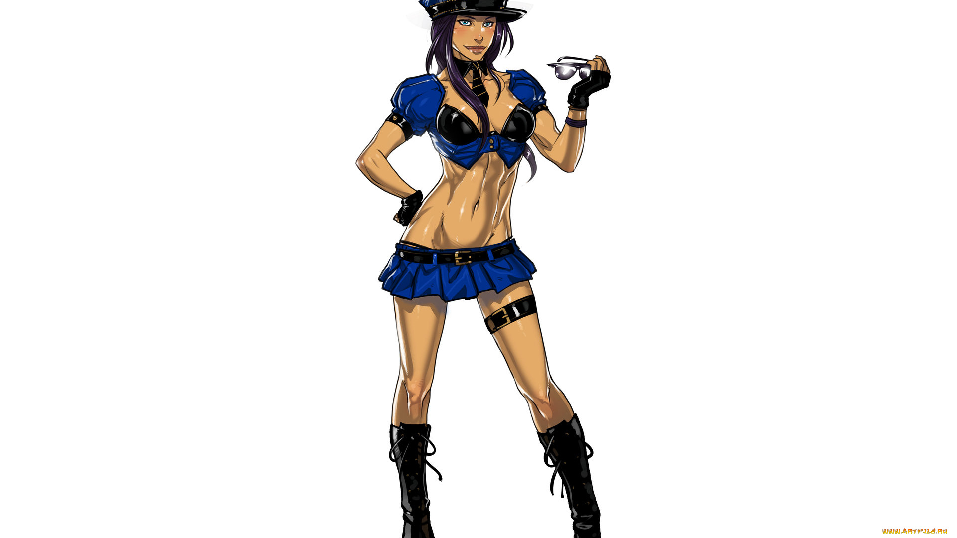 рисованное, комиксы, униформа, очки, взгляд, фон, девушка