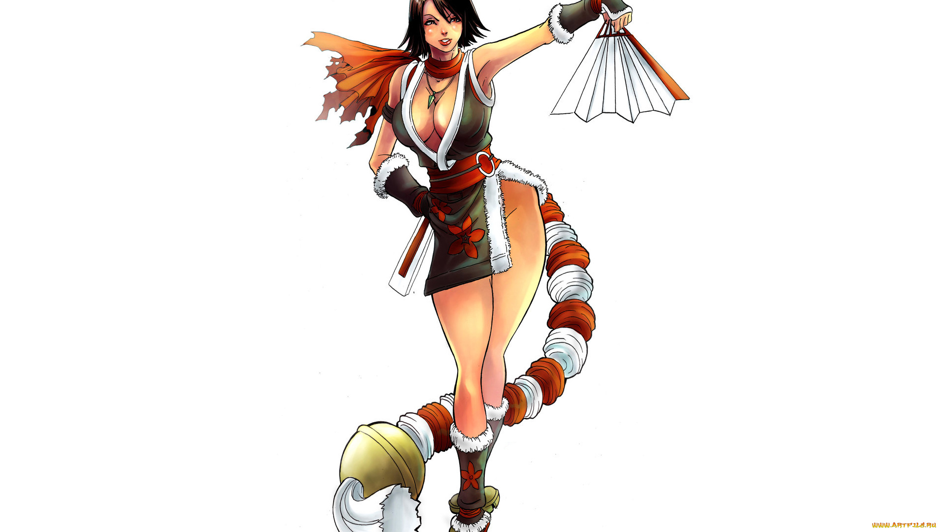 рисованное, комиксы, веер, взгляд, фон, девушка