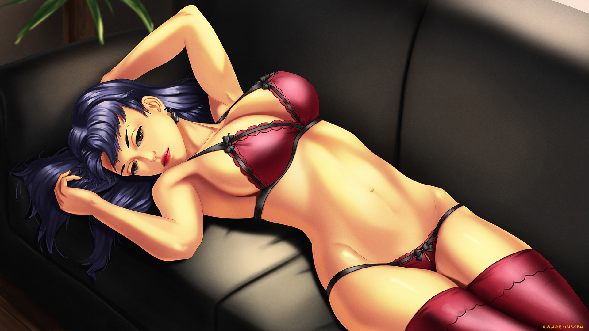 рисованное, люди, бельё, диван, фон, девушка