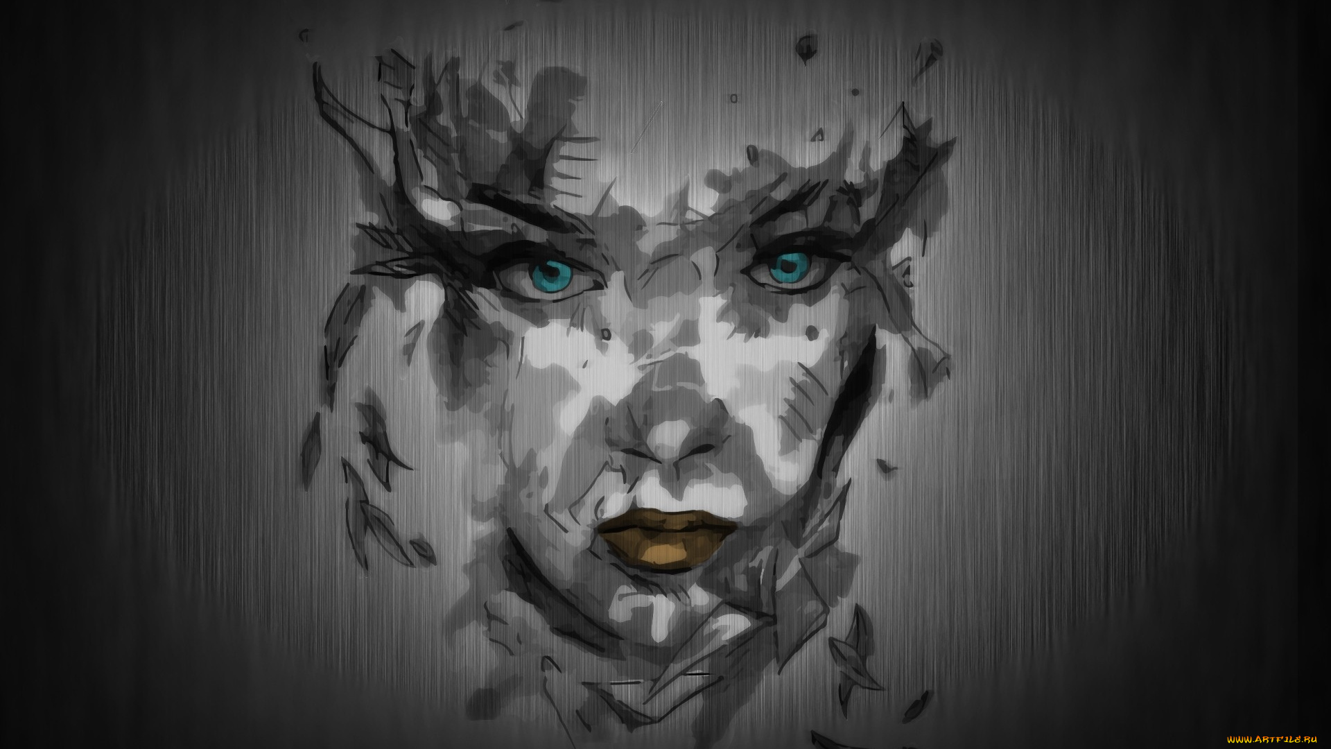 рисованное, люди, фон, лицо