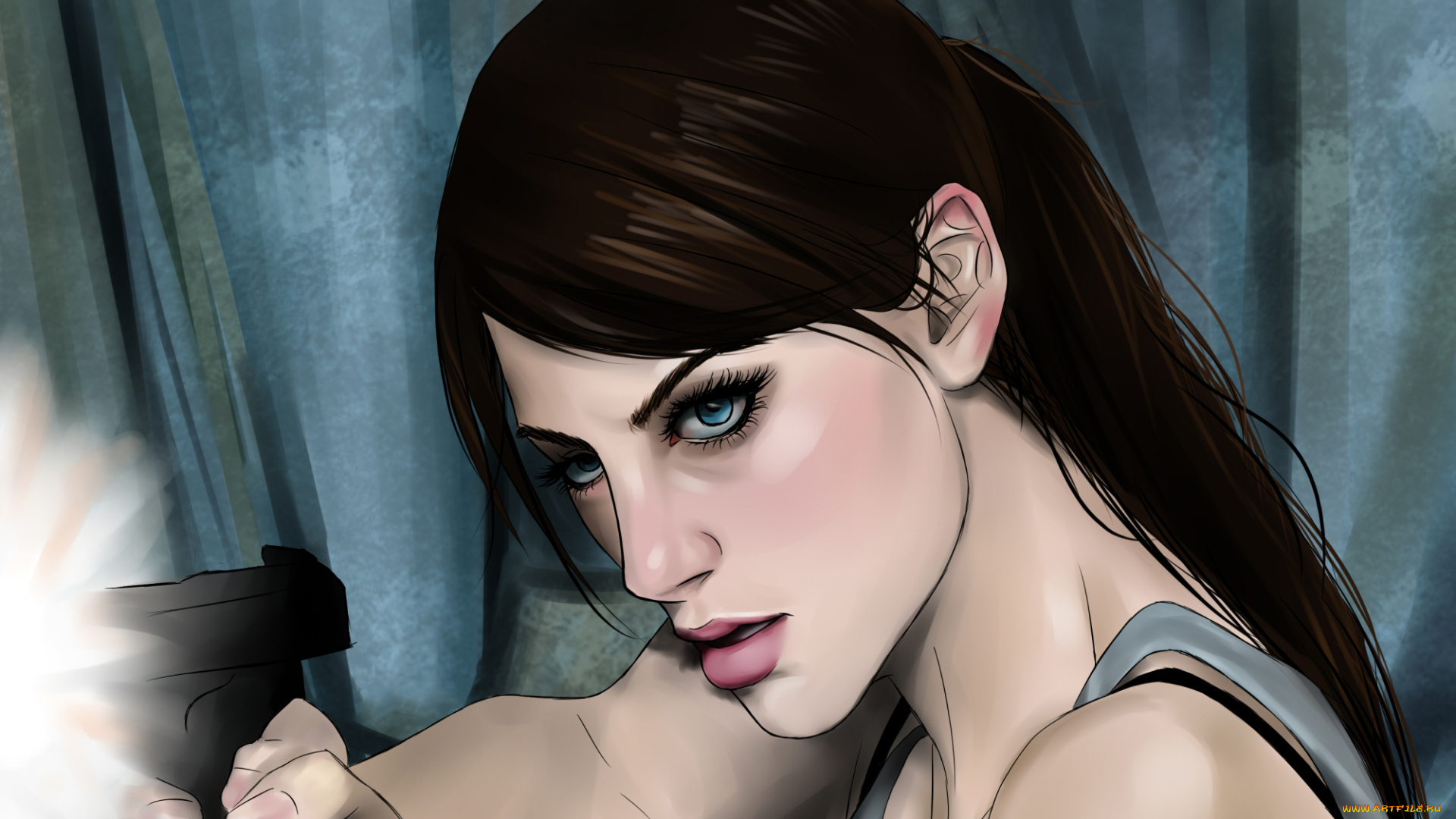 рисованное, люди, взгляд, фон, девушка