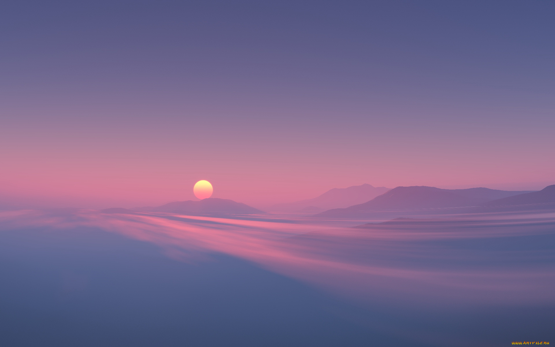 природа, восходы, закаты, холмы, дымка, закат