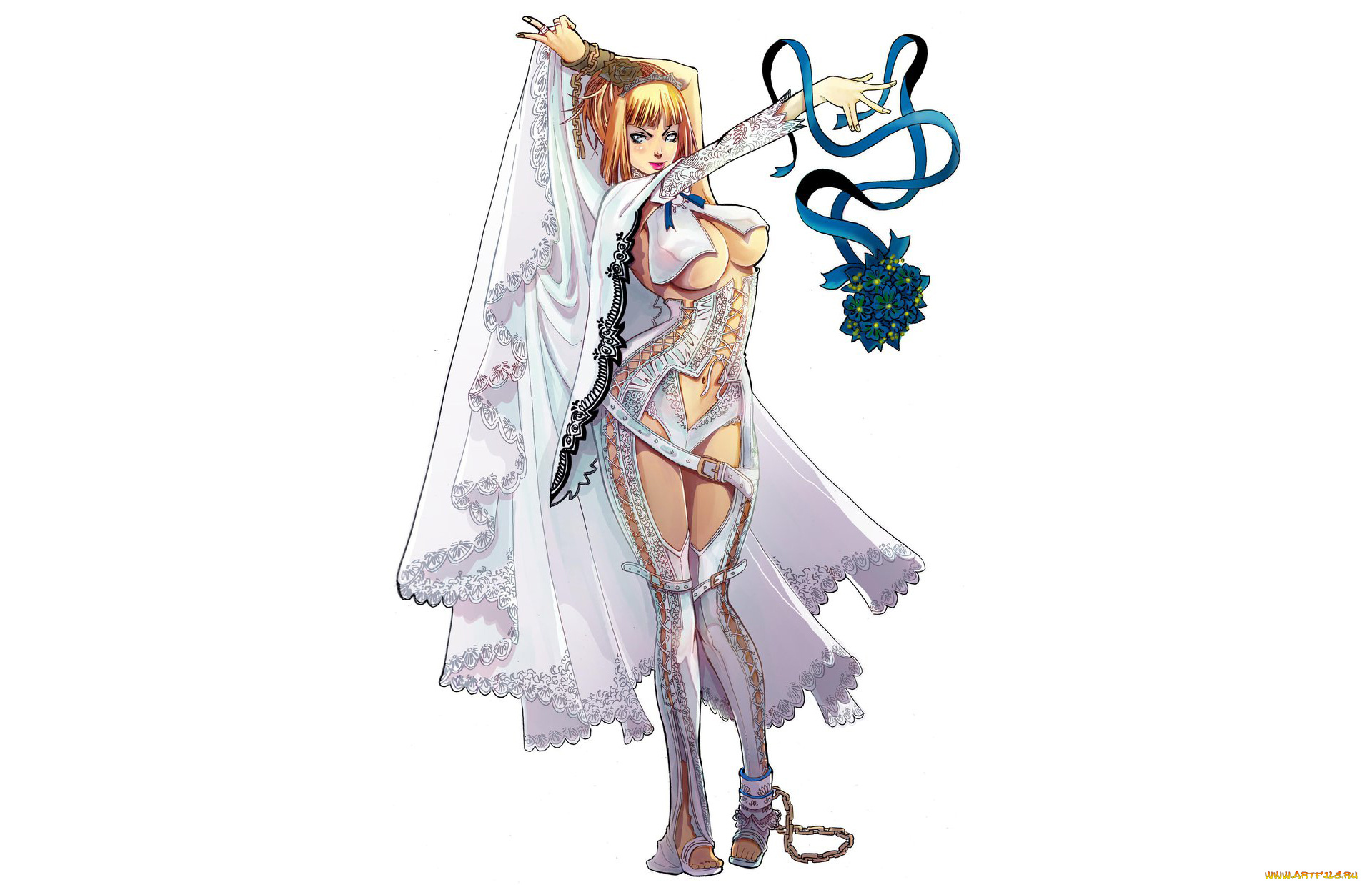 рисованное, комиксы, фон, девушка, взгляд