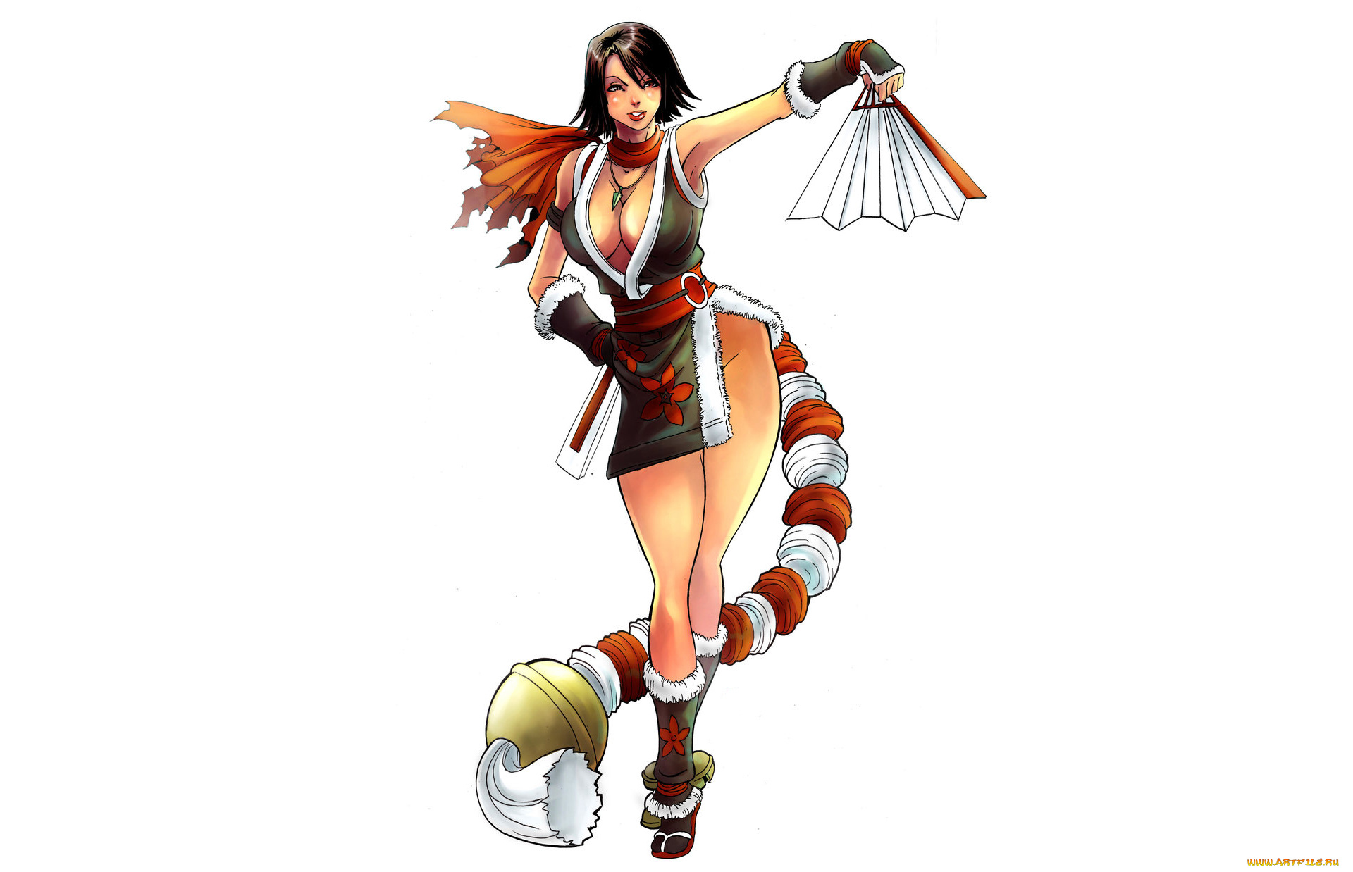 рисованное, комиксы, веер, взгляд, фон, девушка