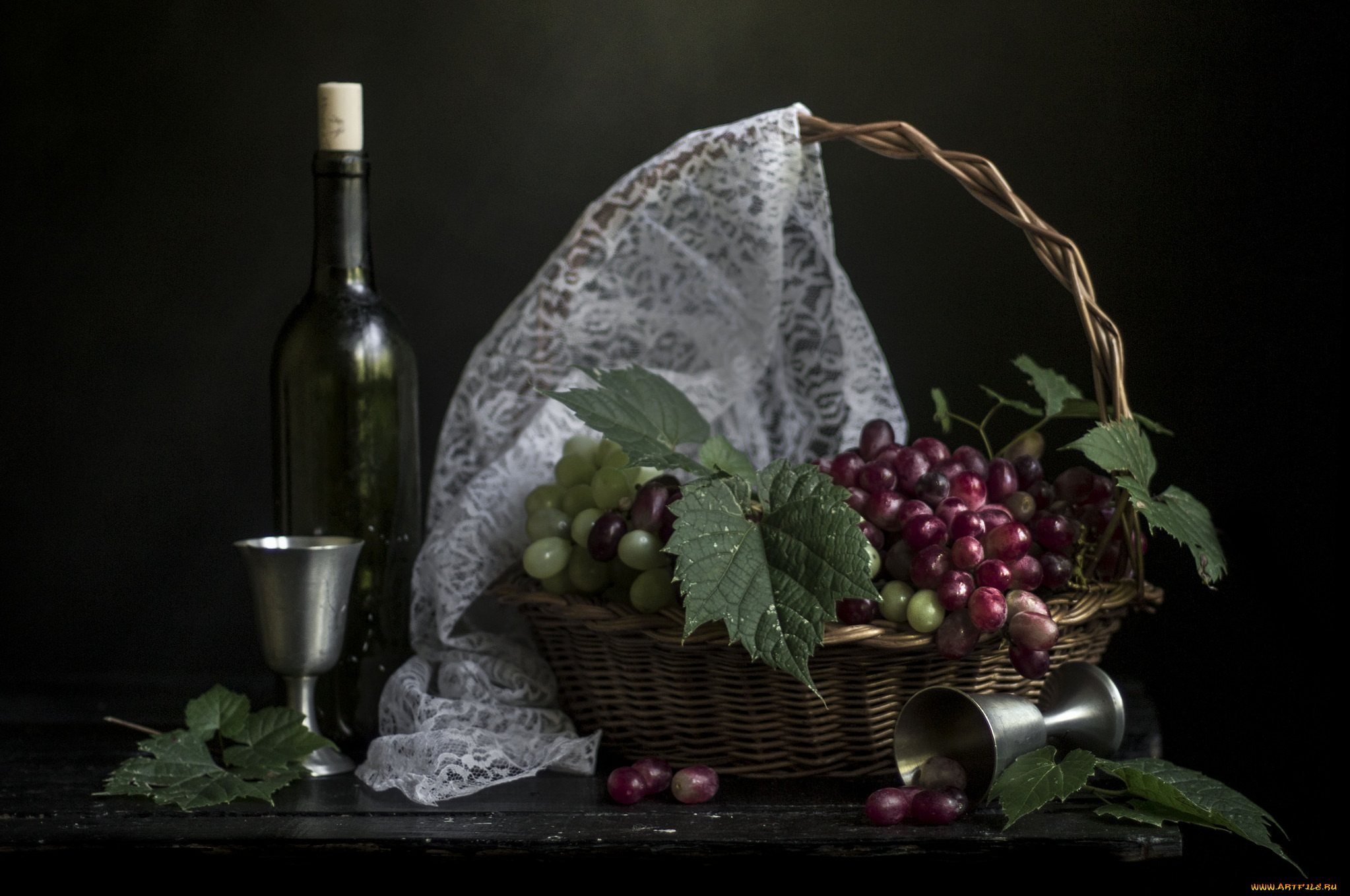 еда, натюрморт, лимон, виноград