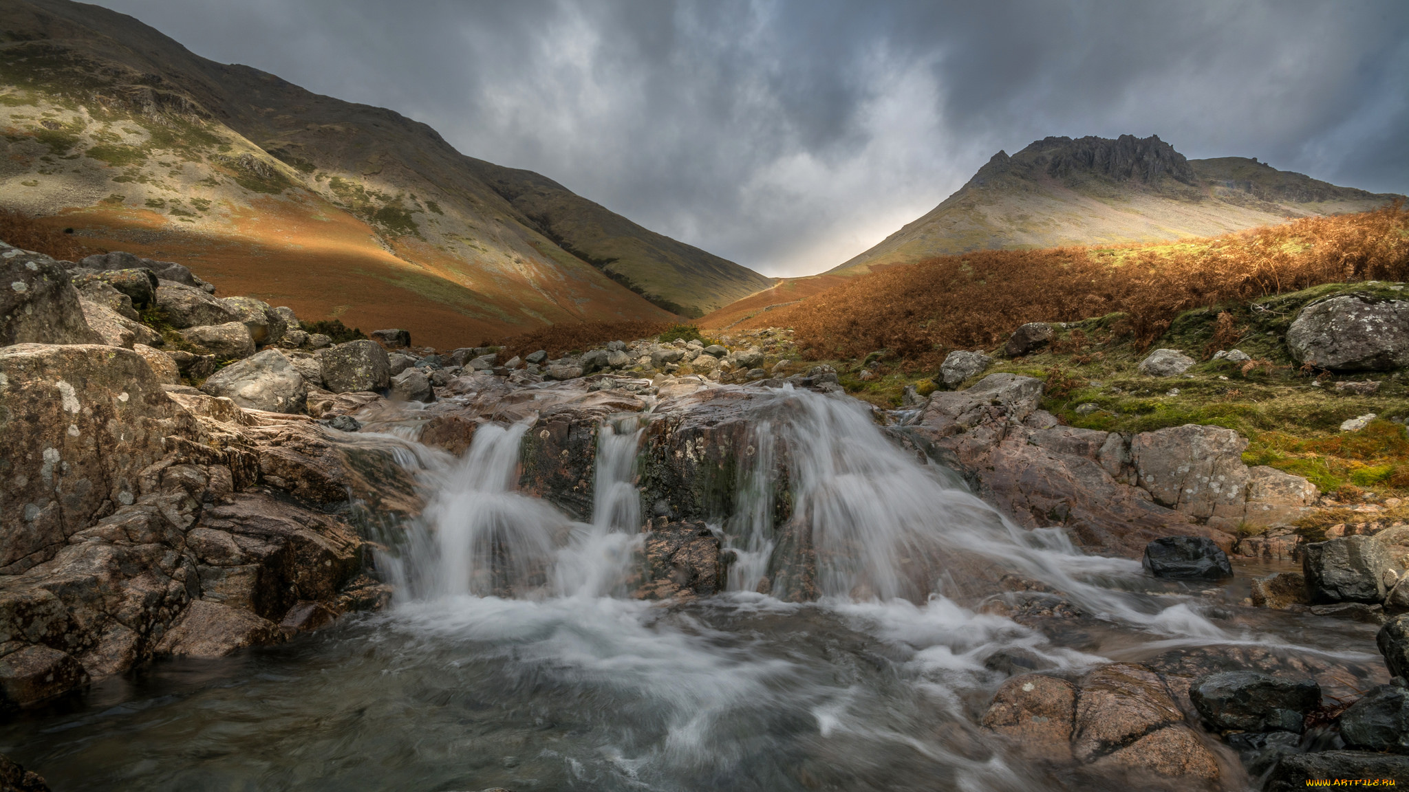 природа, водопады, поток