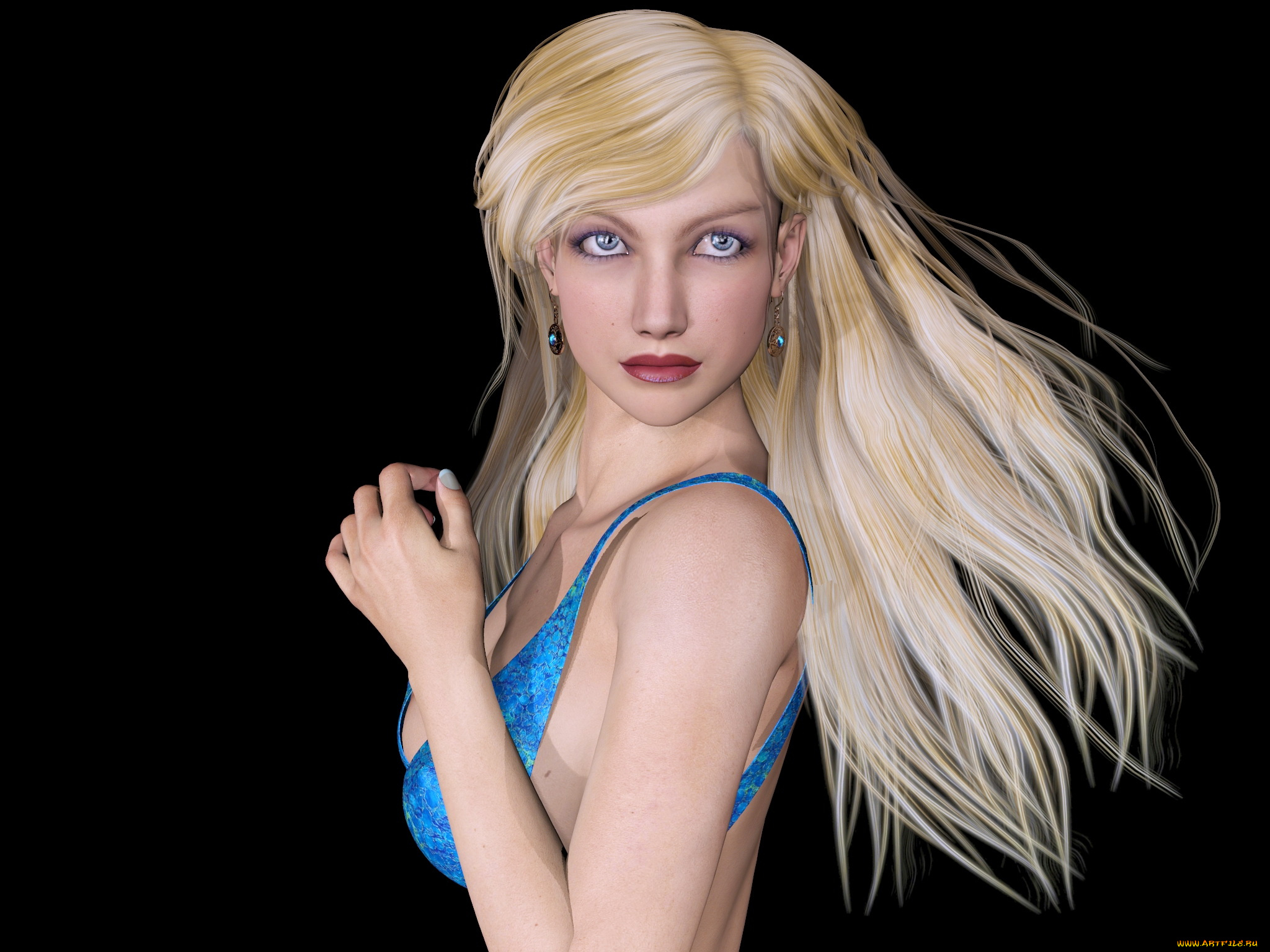 3д, графика, люди, , people, блондинка, фон, взгляд, девушка