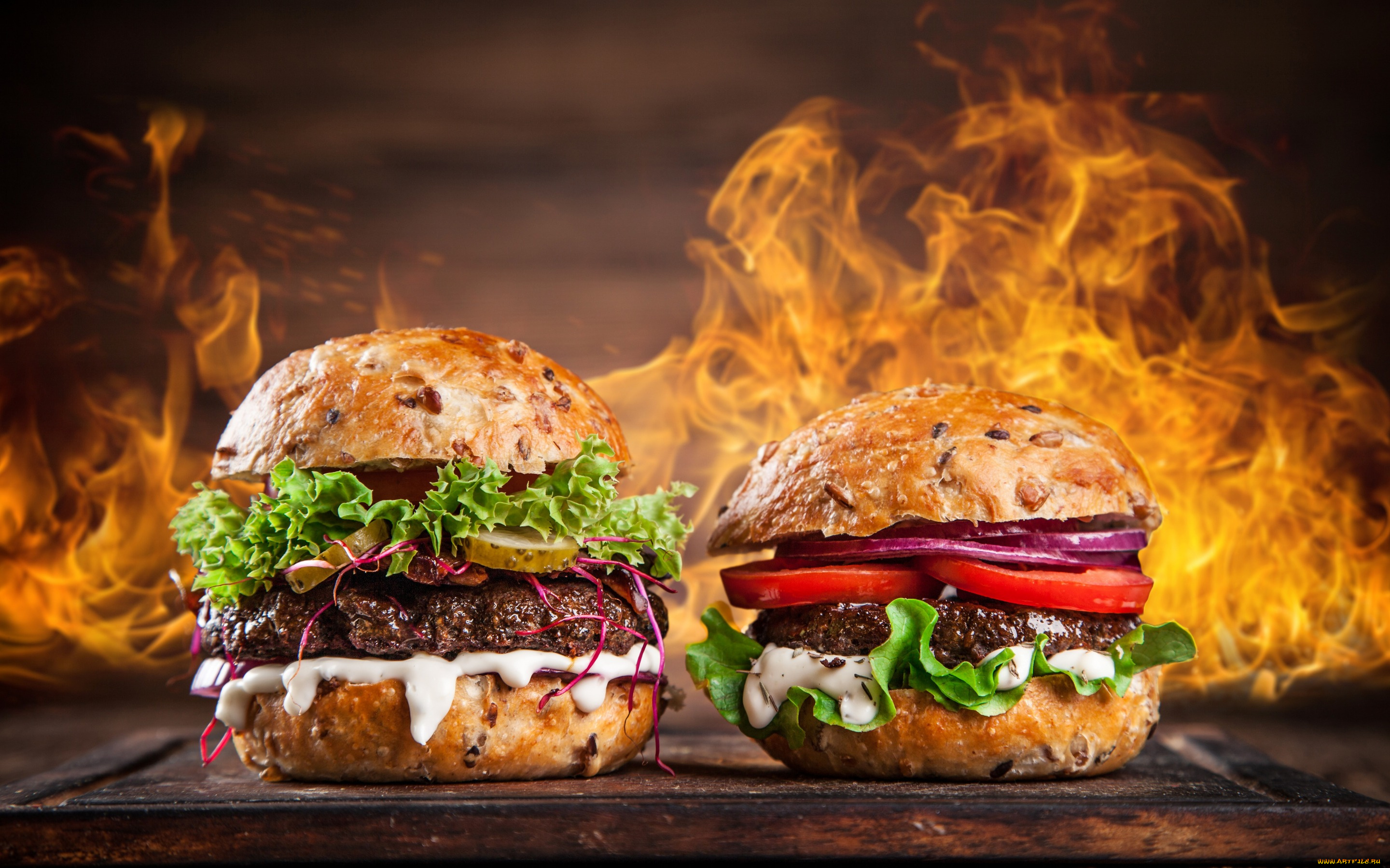 еда, бутерброды, , гамбургеры, , канапе, гамбургер, огонь, фастфуд, двое, овощи