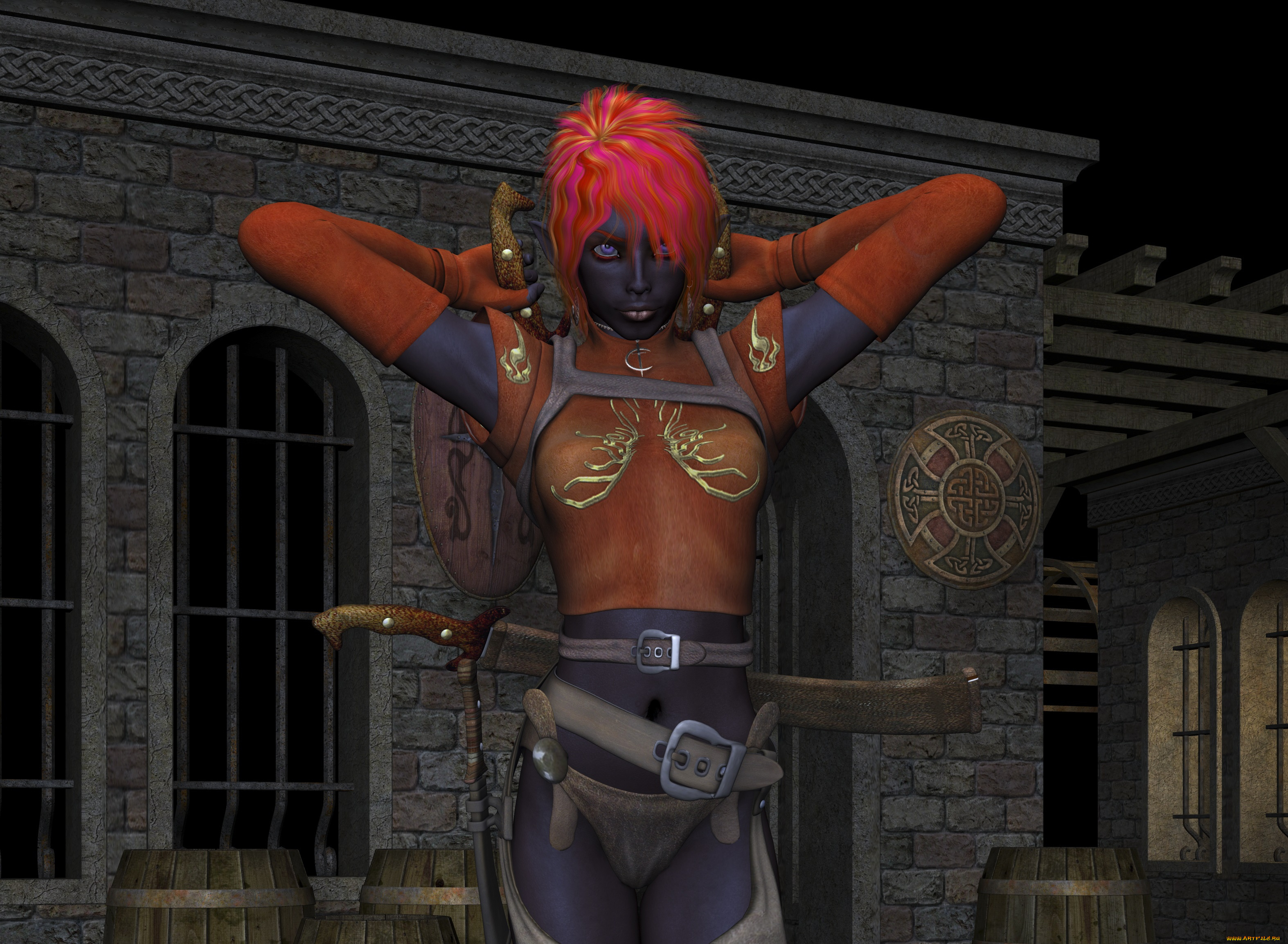 3д, графика, фантазия, , fantasy, фон, взгляд, девушка