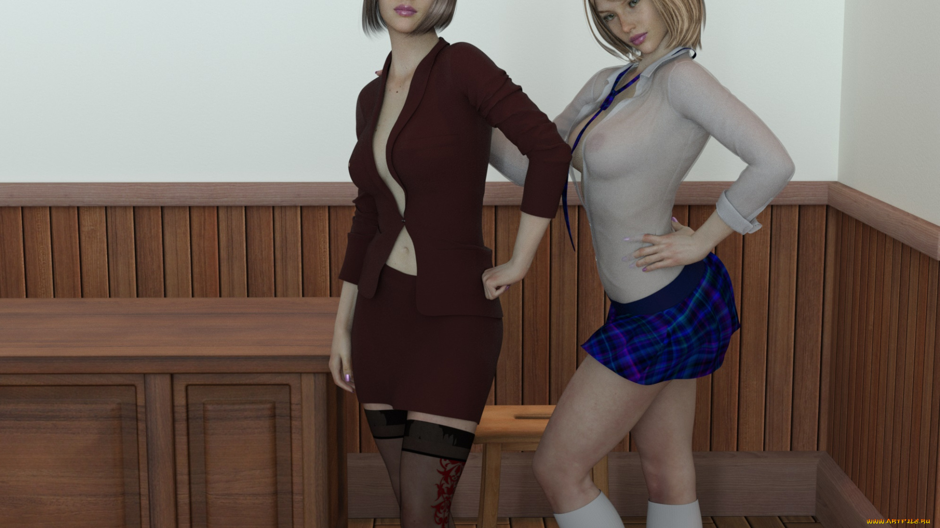 3д, графика, люди, , people, девушки, взгляд, фон