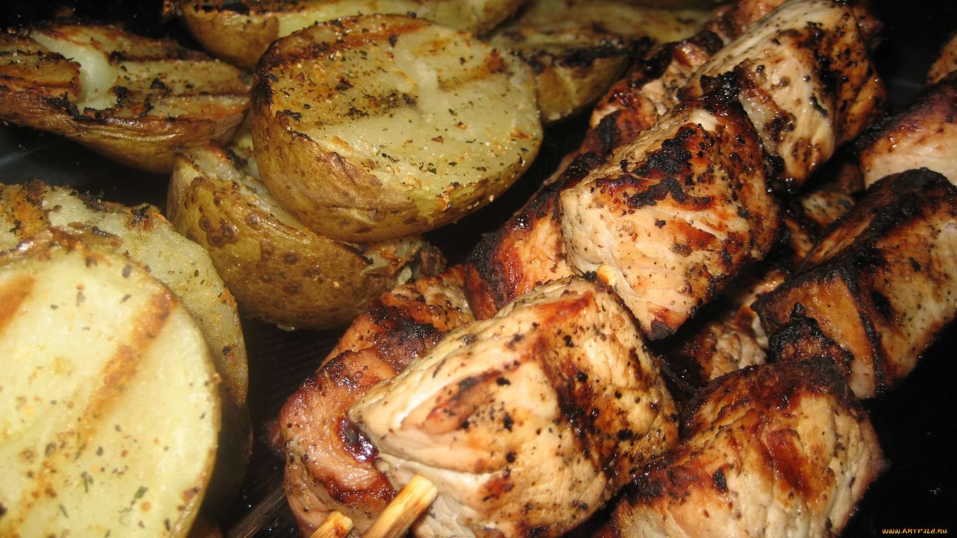 еда, шашлык, , барбекю, картофель, мясо