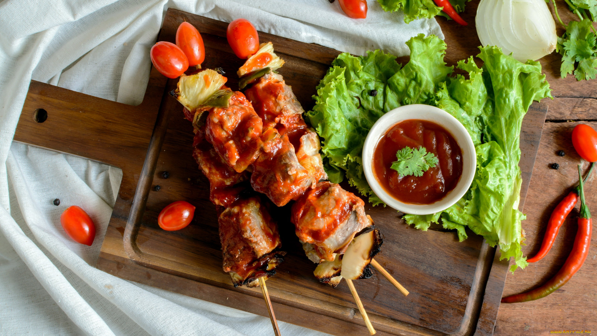 еда, шашлык, , барбекю, салат, помидоры, соус, мясо, перец, томаты