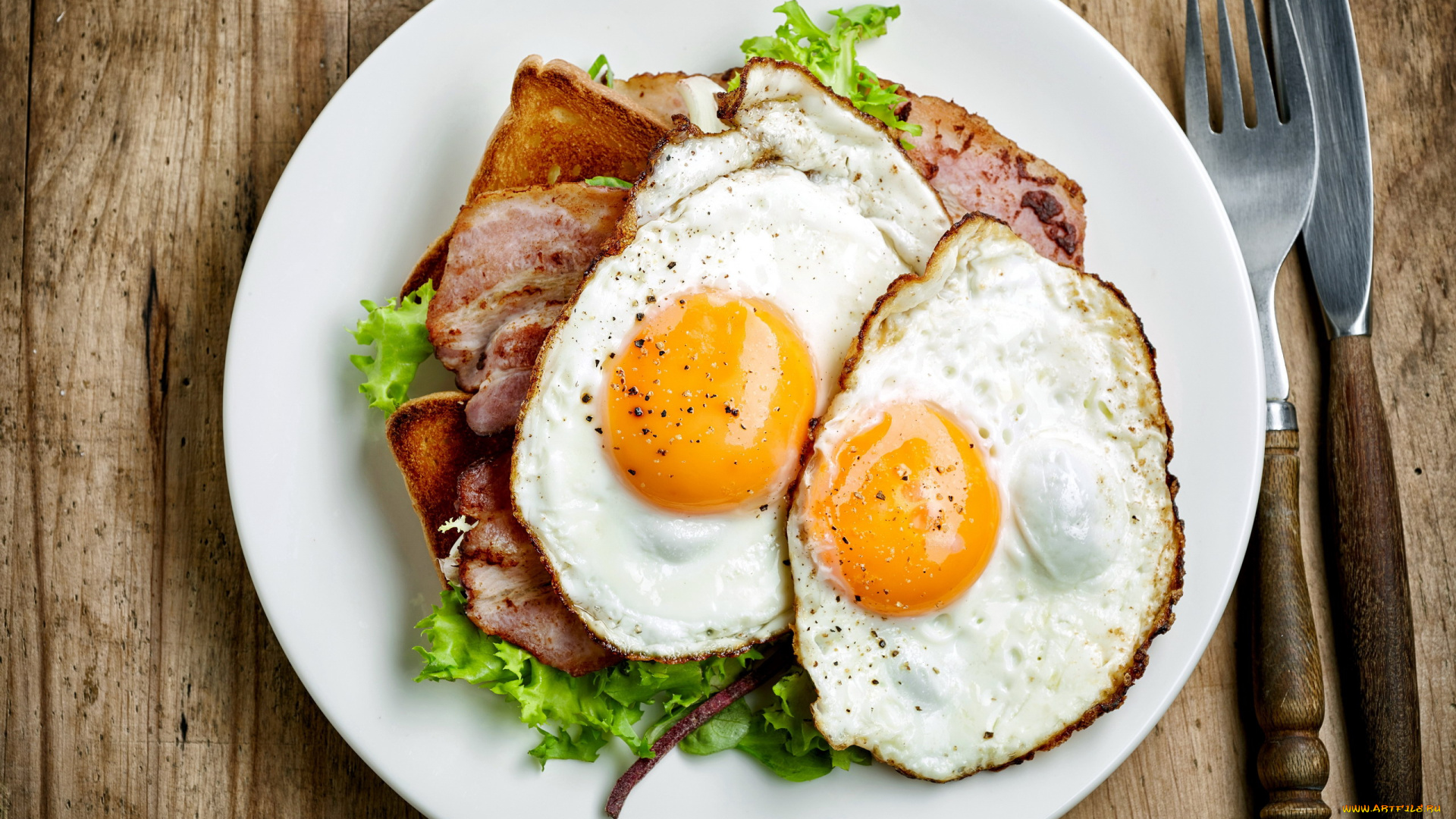 еда, Яичные, блюда, бекон, глазунья, яичница