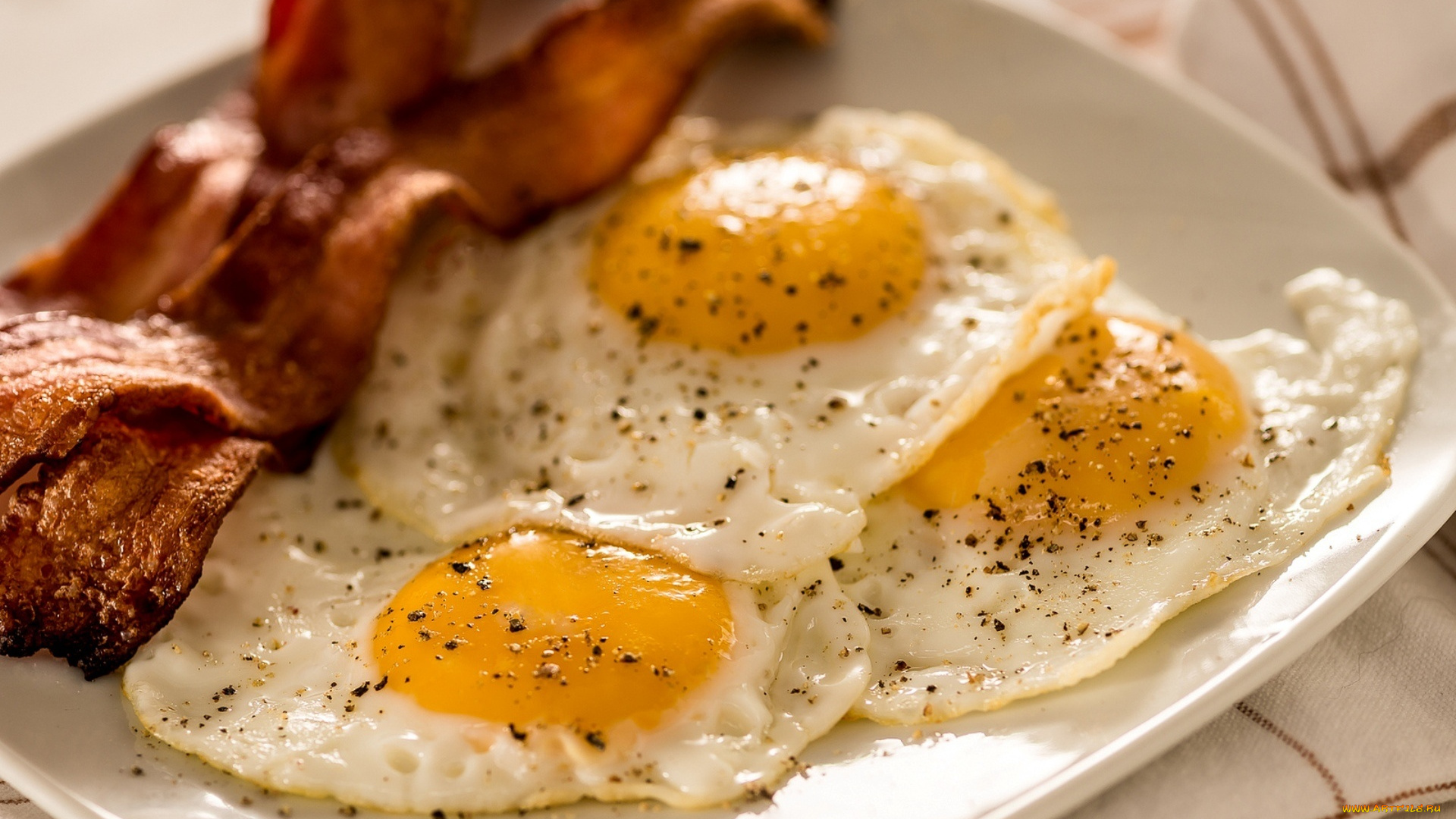 еда, Яичные, блюда, бекон, яичница, глазунья