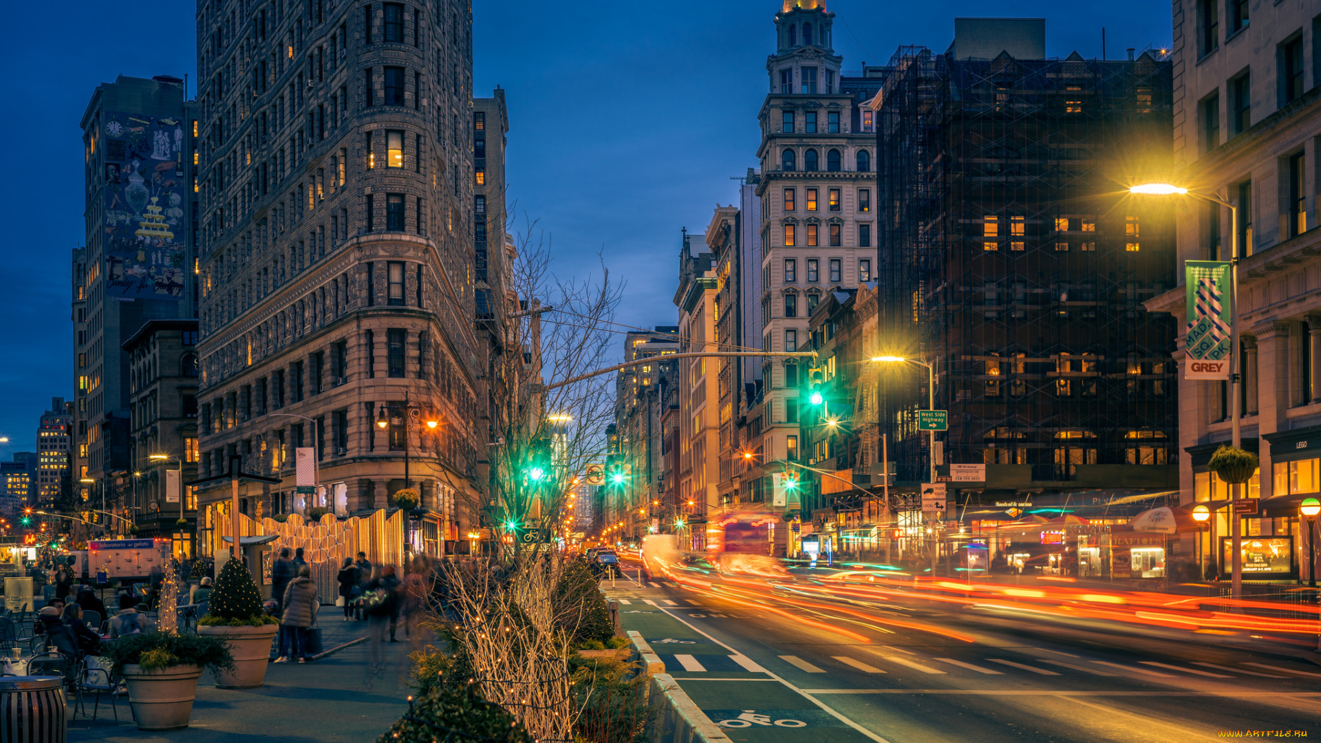 города, нью-йорк, , сша, ночь, огни