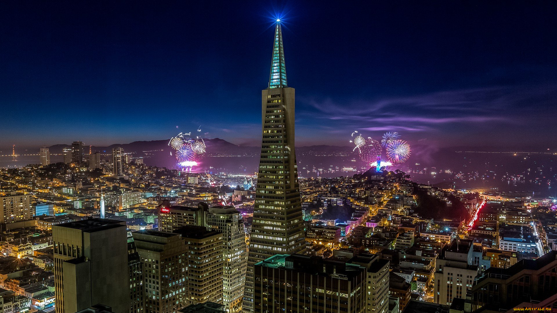 города, сан-франциско, , сша, панорама, башня