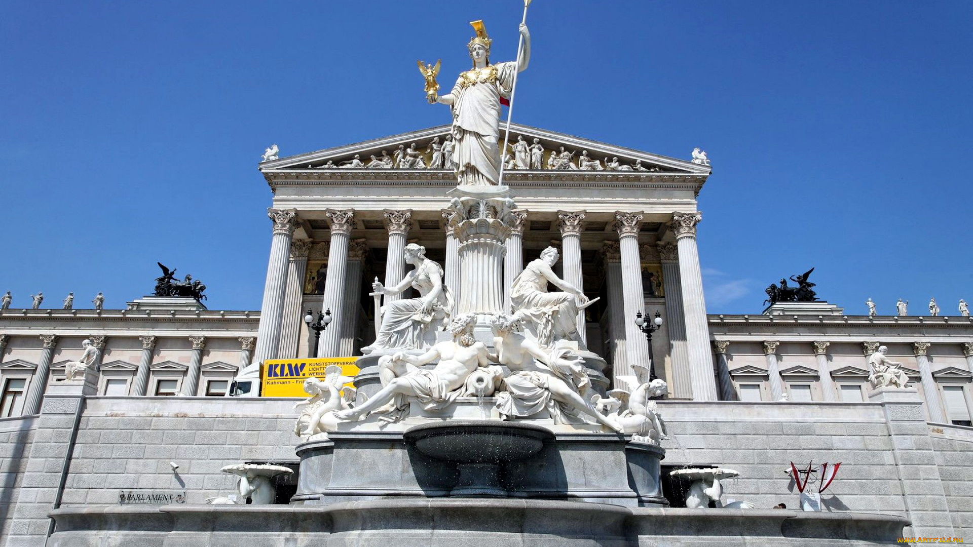 города, вена, , австрия, фонтан