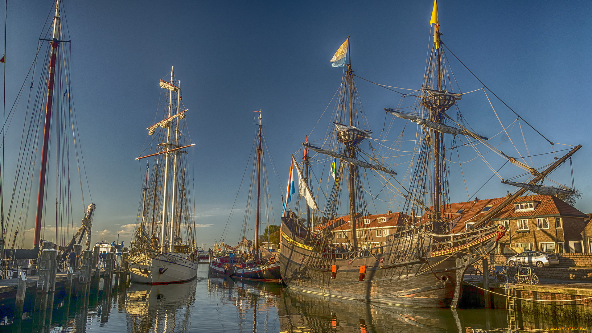корабли, парусники, мачты, паруса