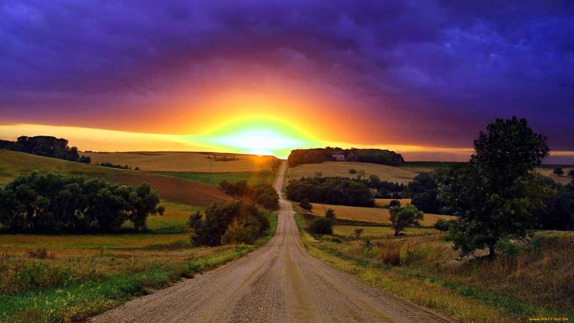 природа, дороги, дорога, лето, закат