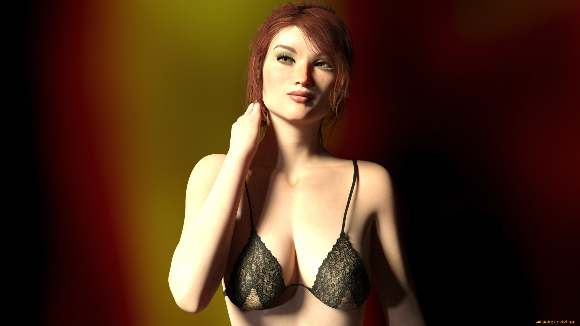 3д, графика, люди, , people, девушка, взгляд, фон