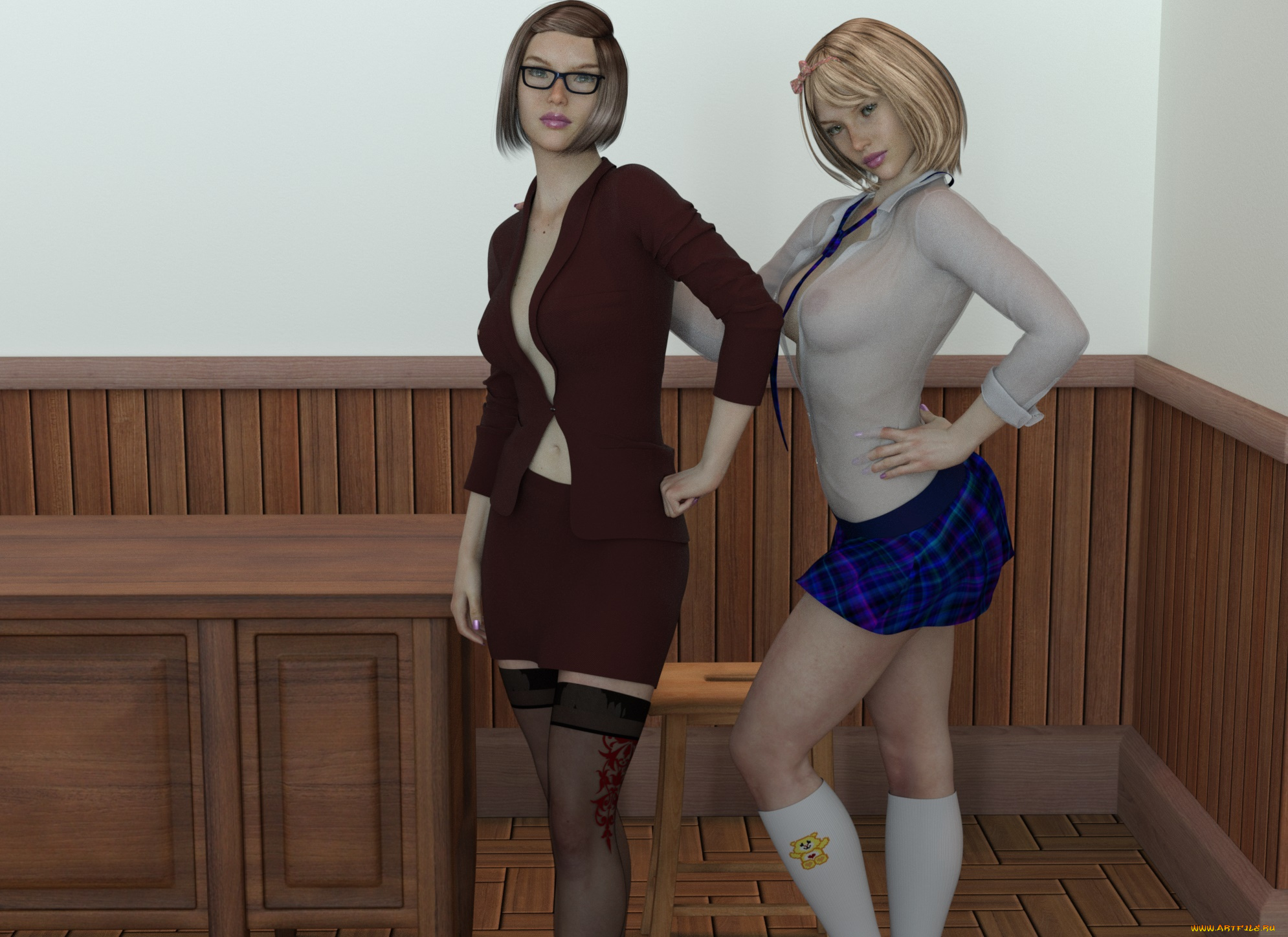 3д, графика, люди, , people, девушки, взгляд, фон