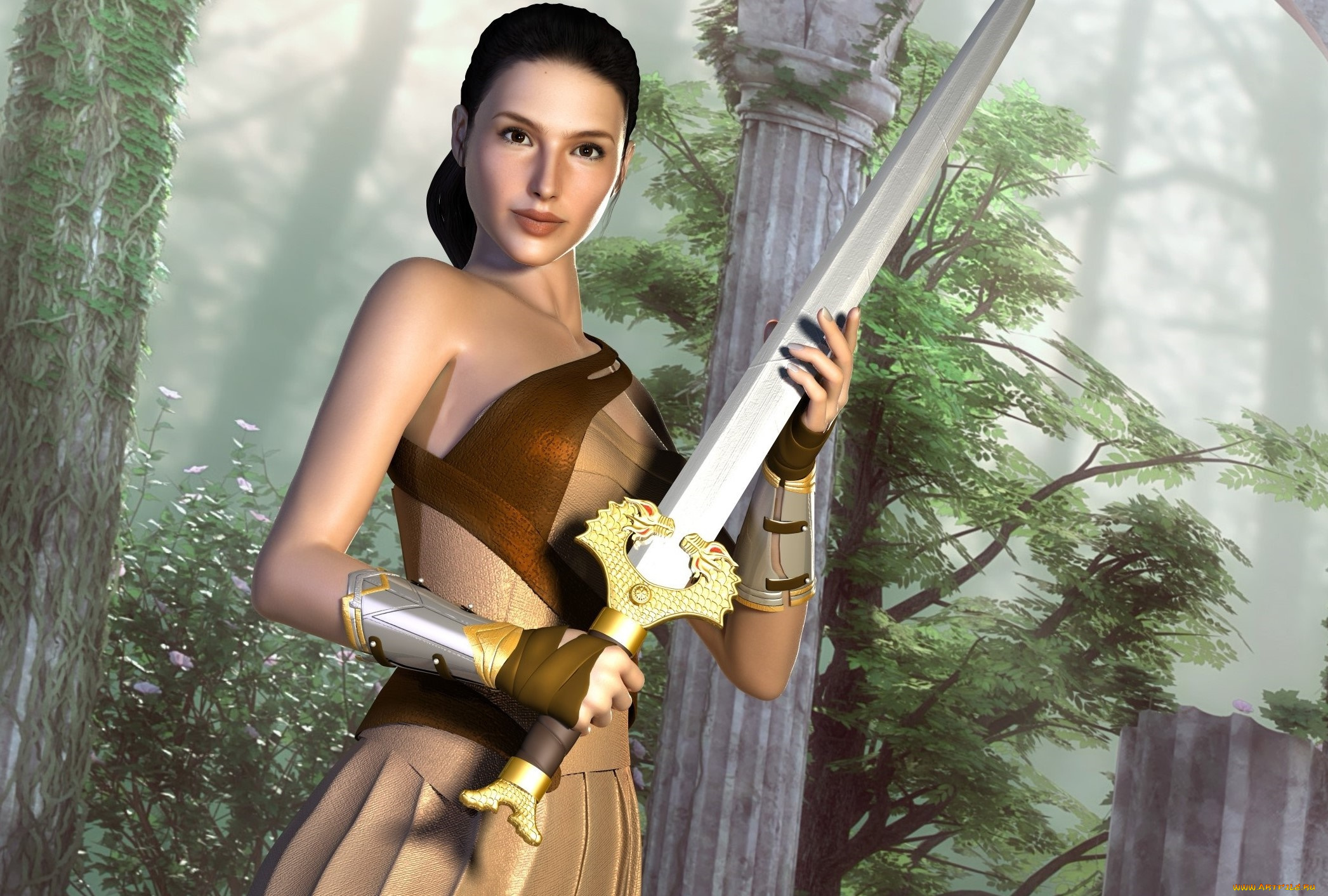 3д, графика, фантазия, , fantasy, девушка, взгляд, фон