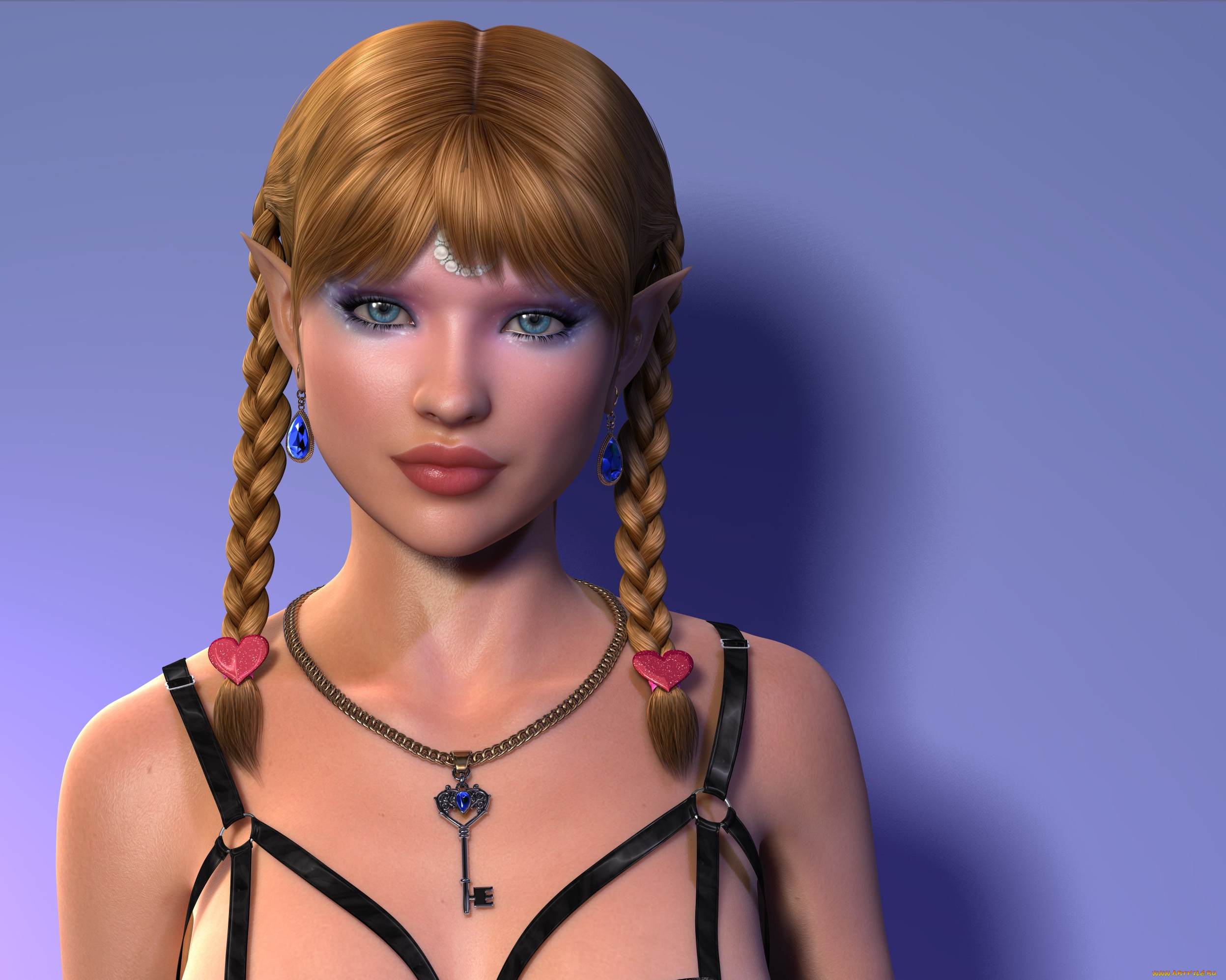 3д, графика, эльфы, , elves, эльфийка, взгляд, фон