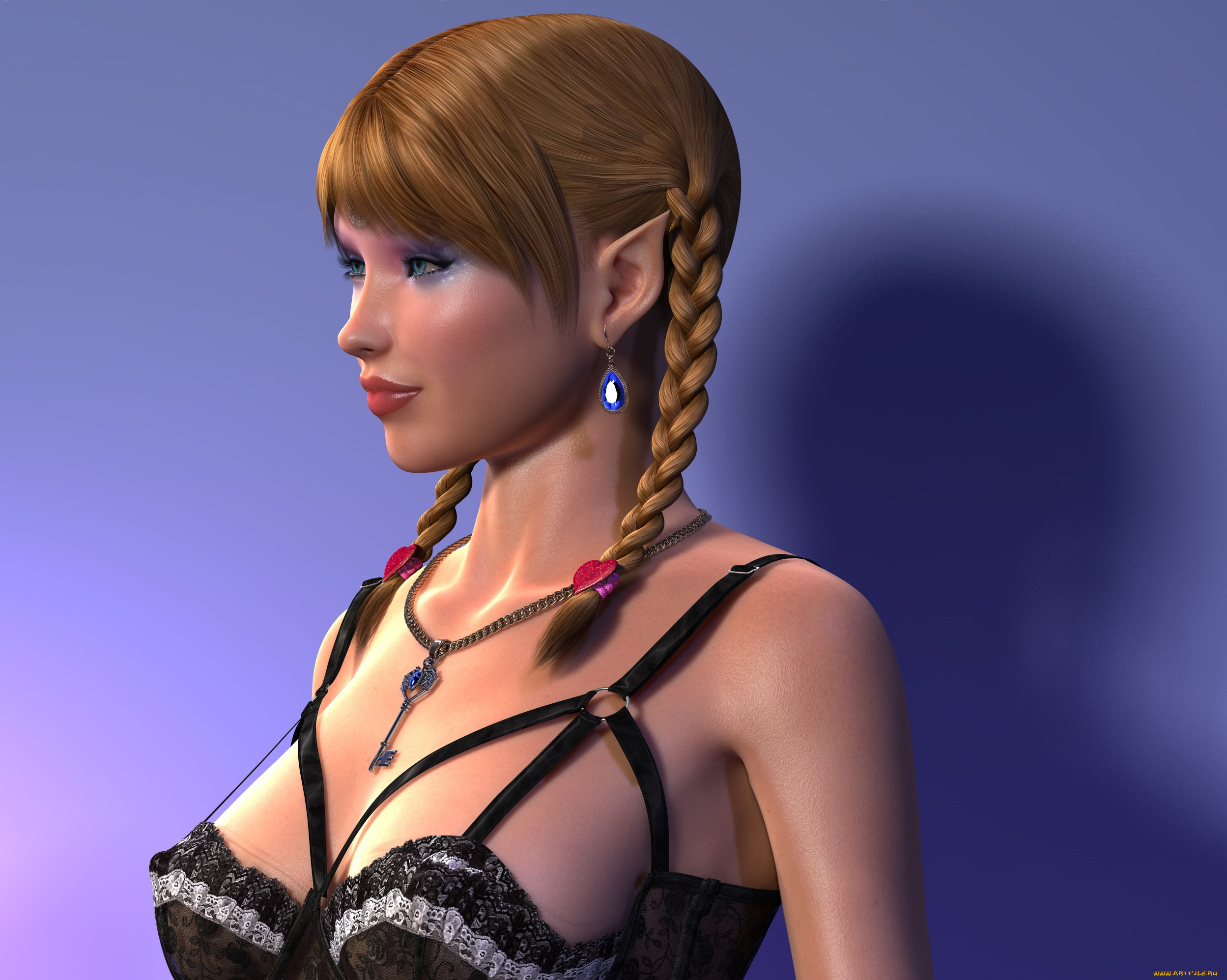 3д, графика, эльфы, , elves, эльфийка, взгляд, фон