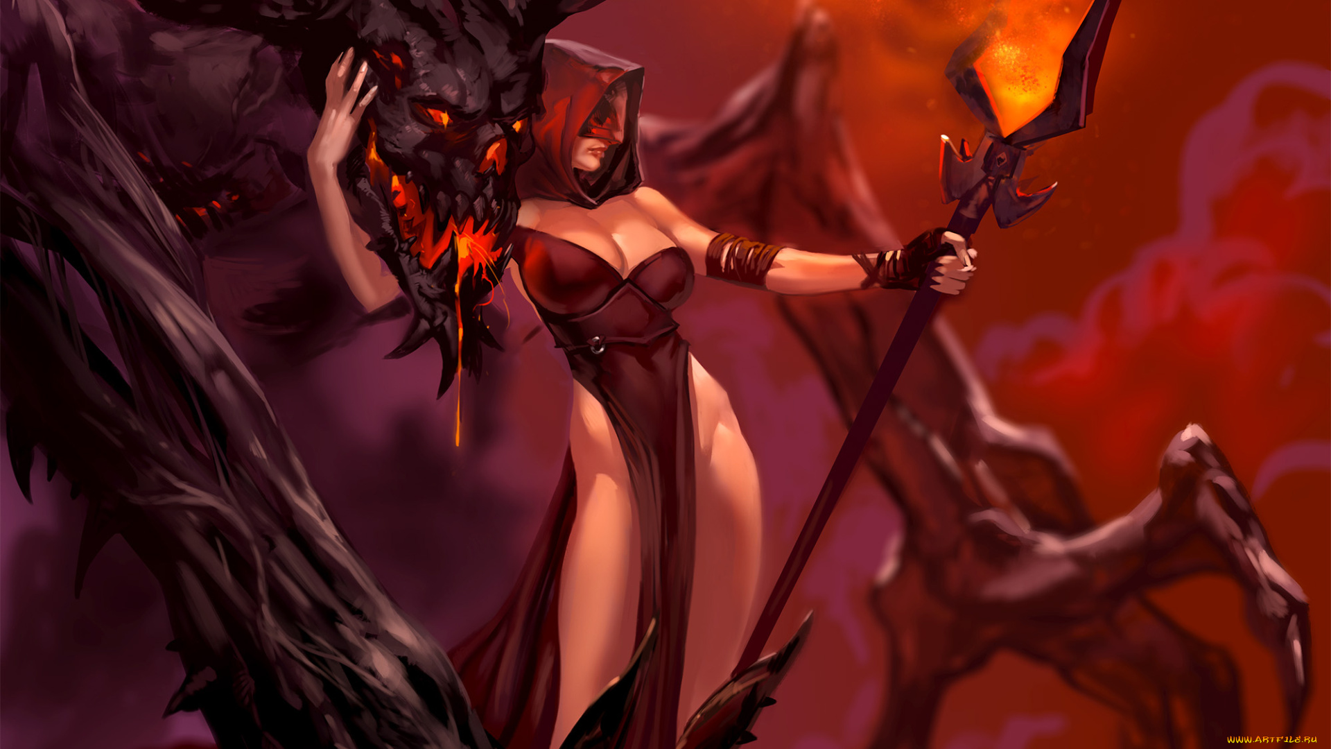 видео, игры, albion, online, демон, фон, девушка