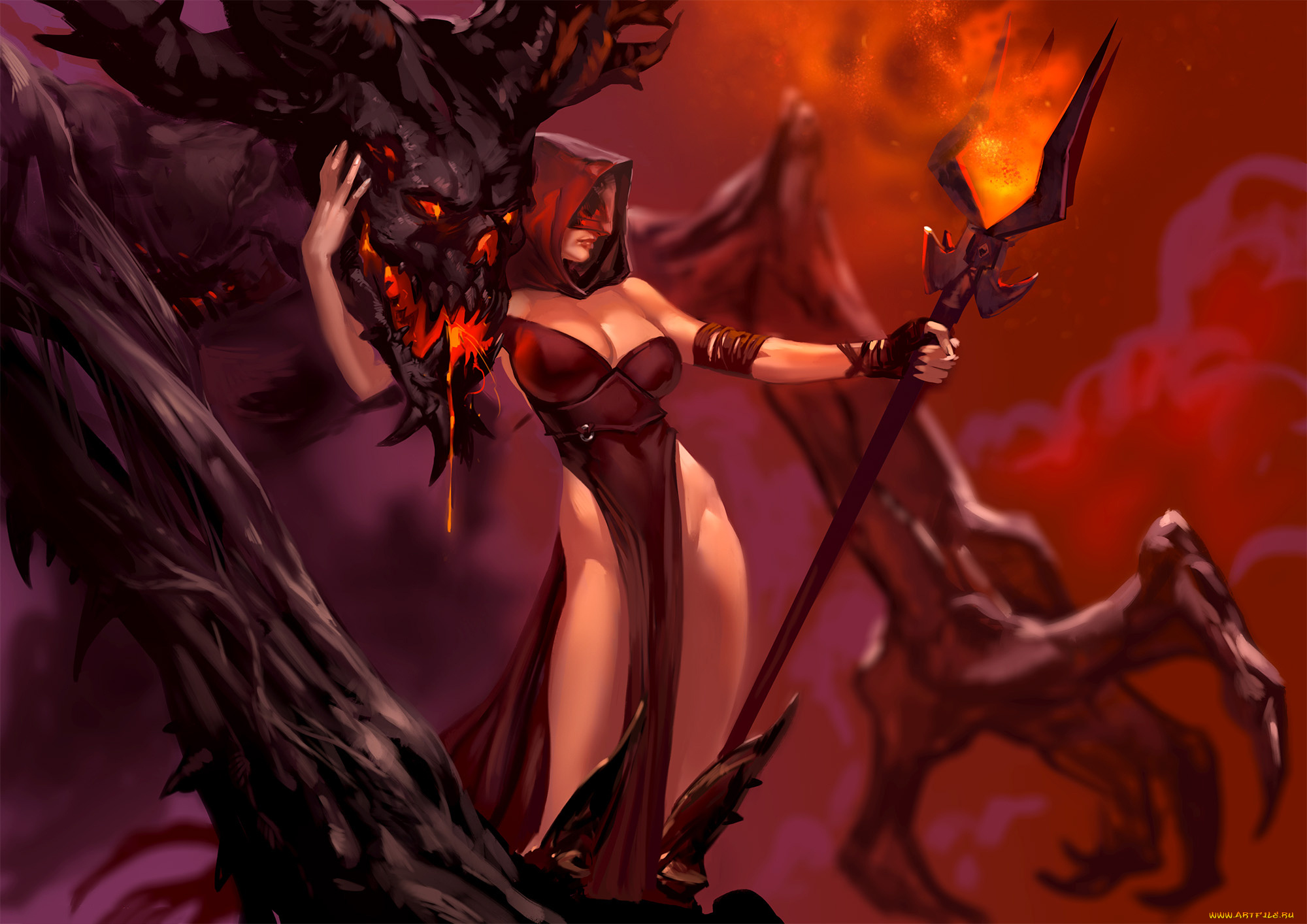 видео, игры, albion, online, демон, фон, девушка