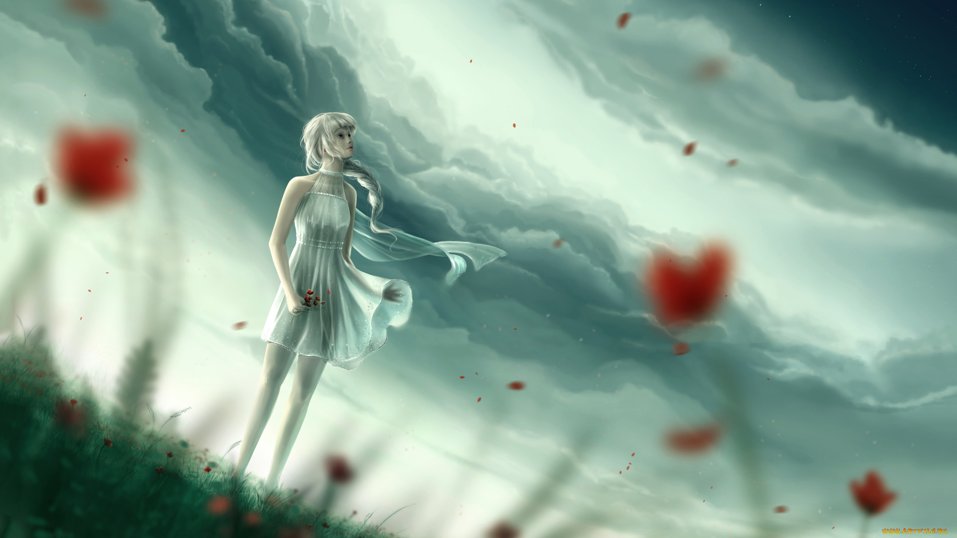 фэнтези, девушки, девушка, фон, взгляд, небо