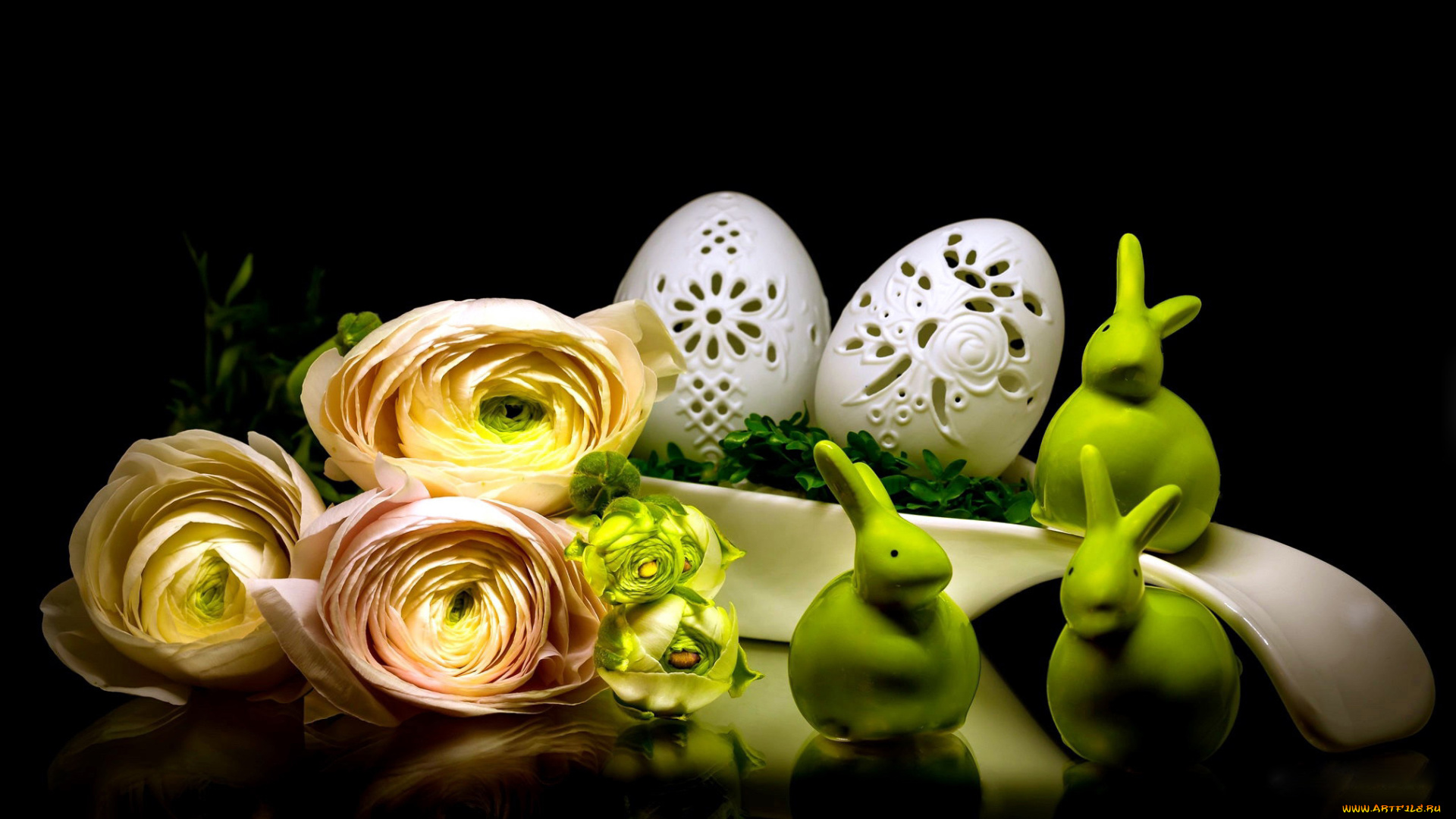 праздничные, пасха, ранункулюс, ажурные, яйца