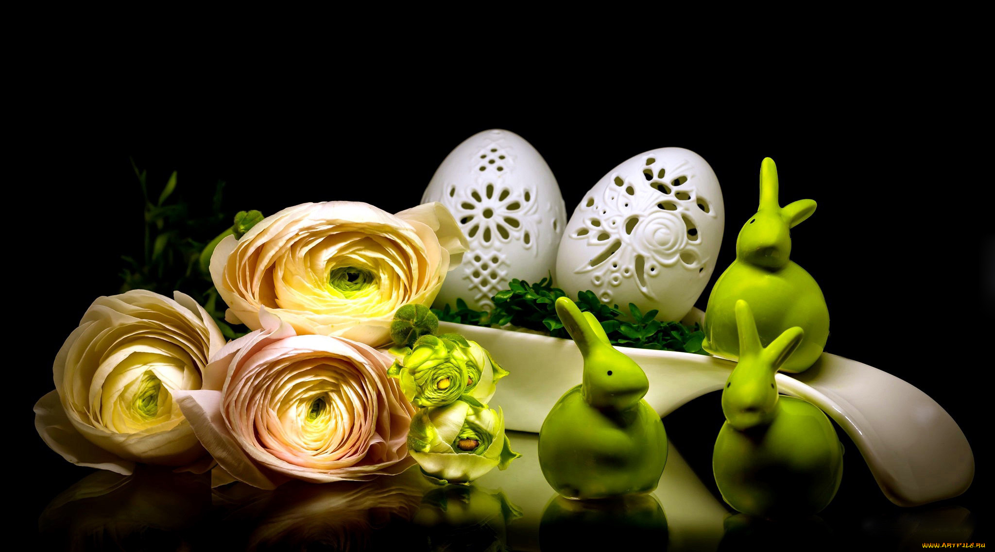 праздничные, пасха, ранункулюс, ажурные, яйца