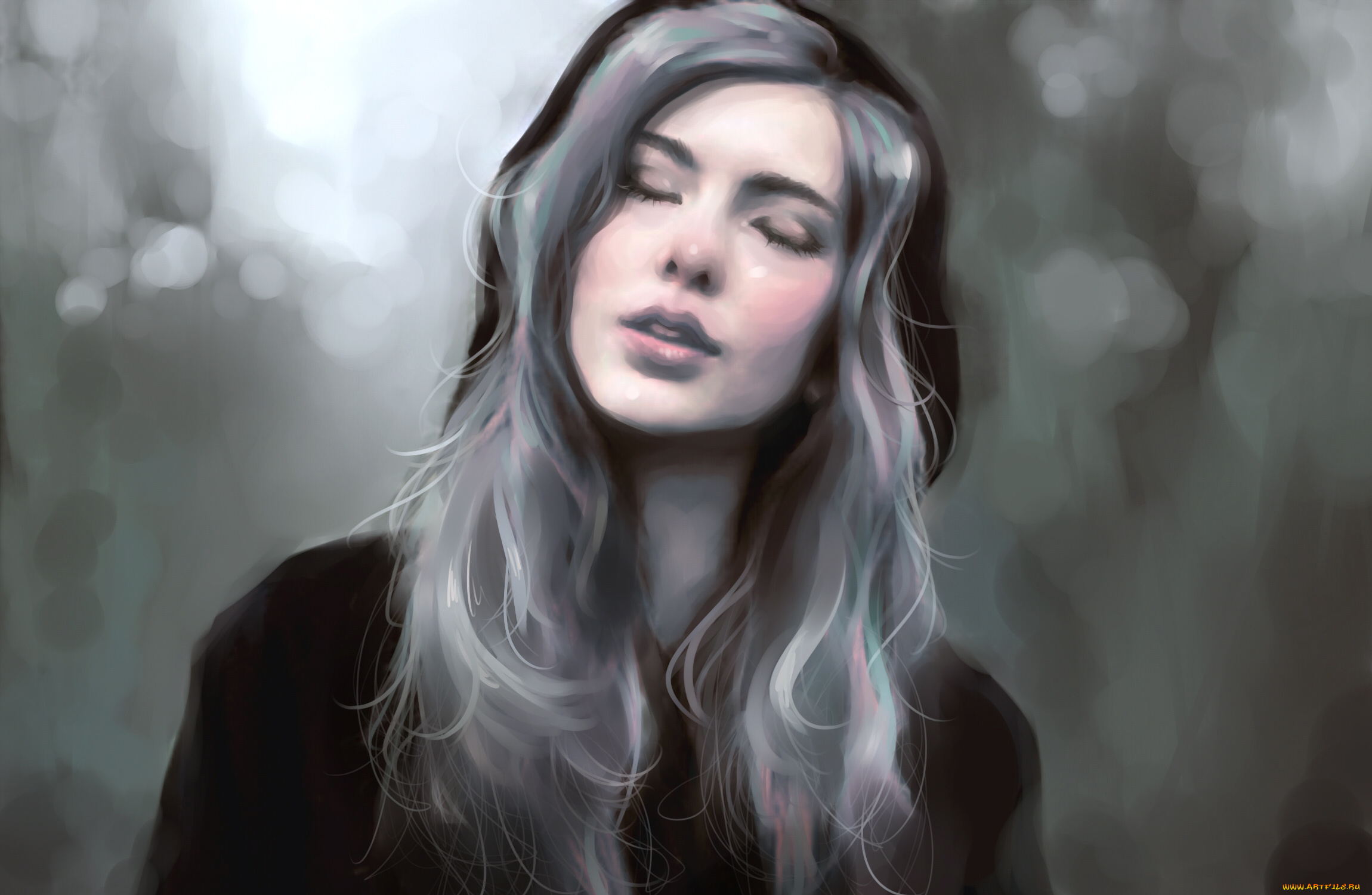 рисованное, люди, девушка, фон